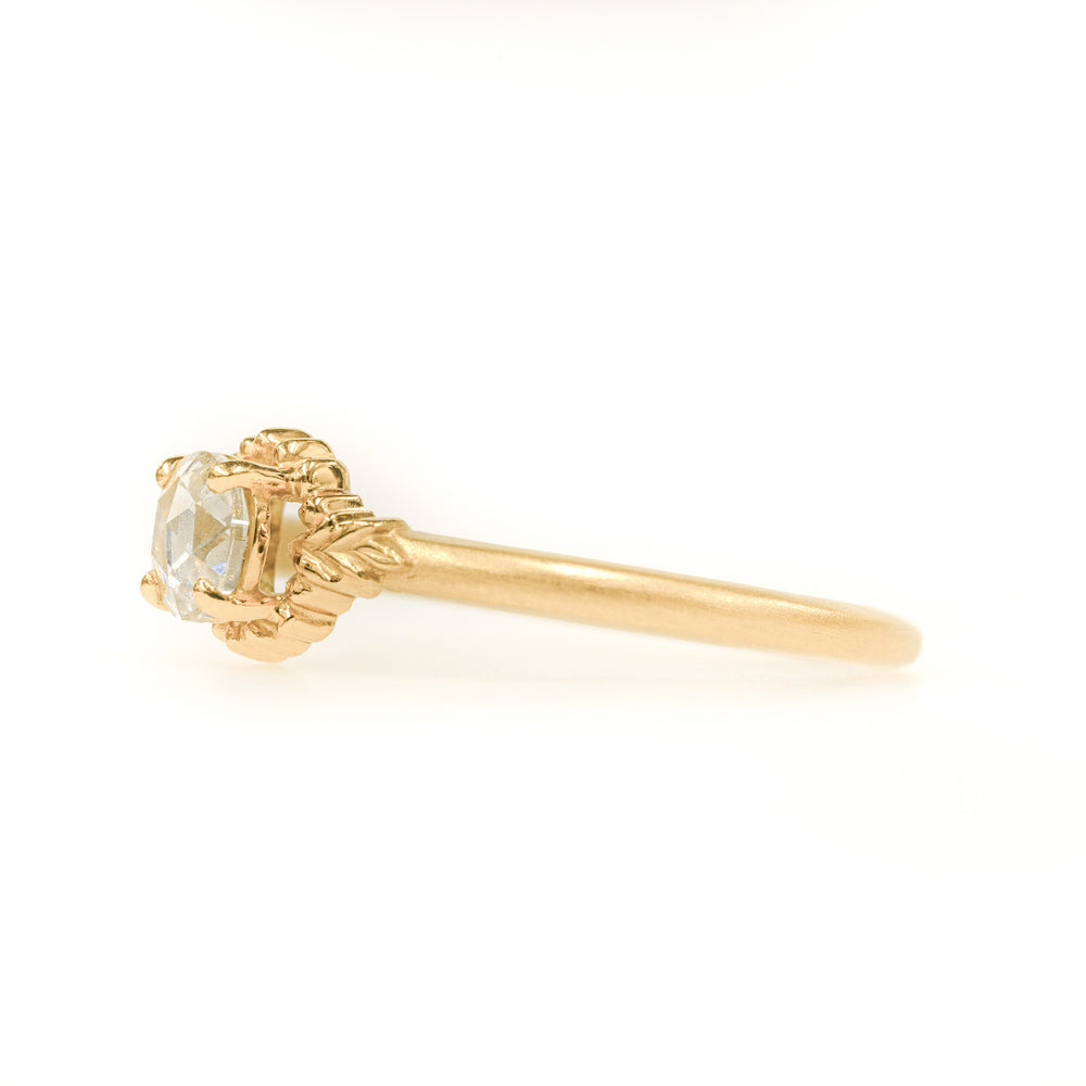 0.31ct Round Rose Cut Wood Nymph Faye Cherie Diamond Ring - Elegant Vintage Jewelry for Women, Perfect for Weddings, Anniversaries & Special Occasions