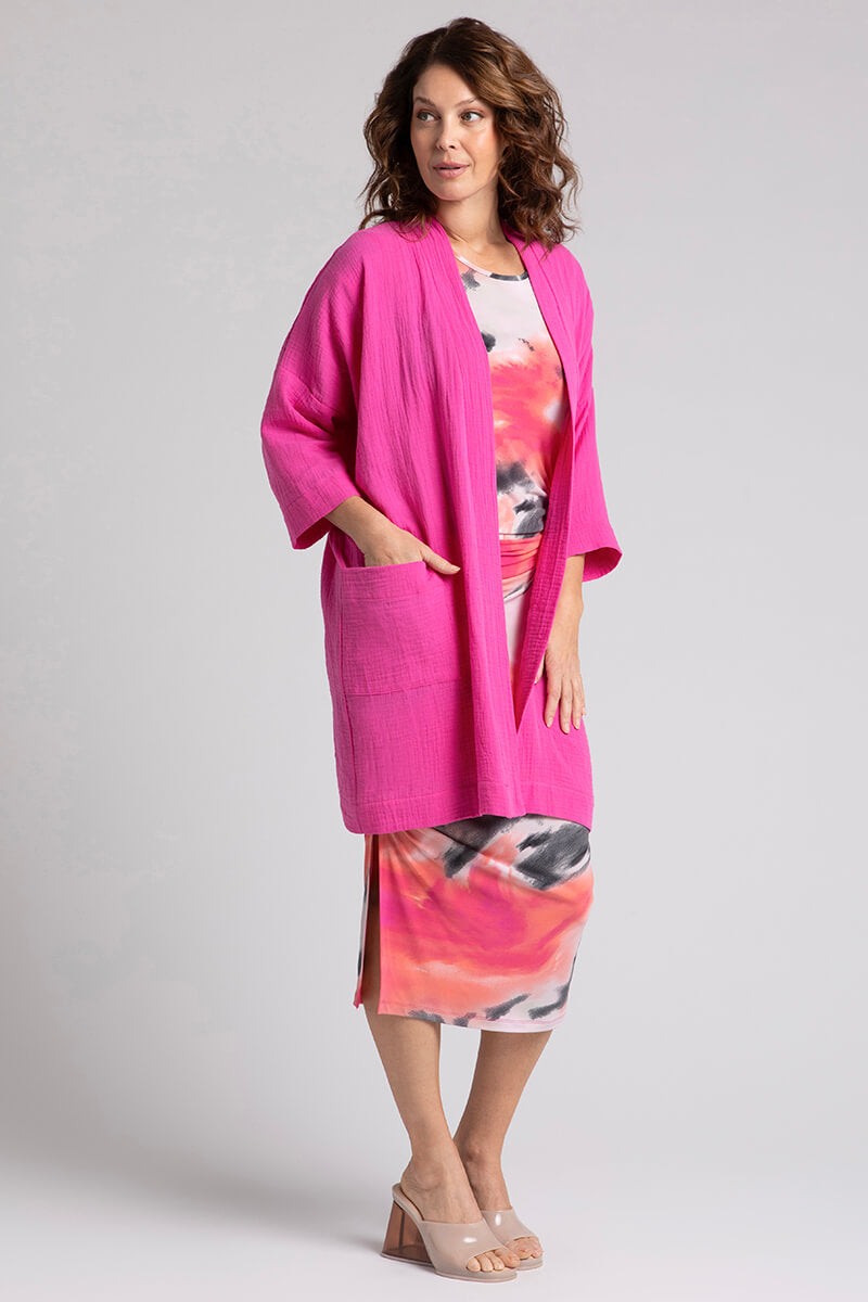 Soft Cotton Gauze Long Cardigan for Women - Lightweight Open Front Cover Up with Peony Floral Pattern | Perfect for Spring Layering, Beach Cover-Up & Boho Outfits