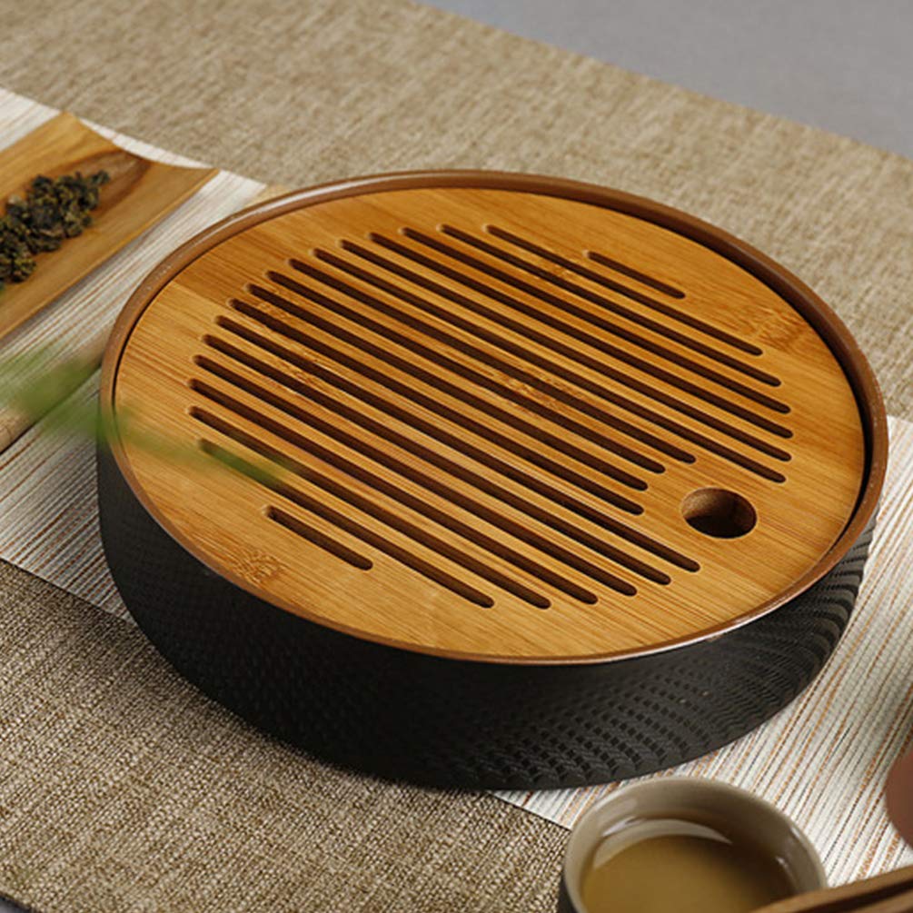 Premium Bamboo Gongfu Tea Tray with Water Storage & Drainage - Traditional Chinese Tea Ceremony Set for Home & Office - Perfect for Brewing Oolong, Pu-erh & Green Tea