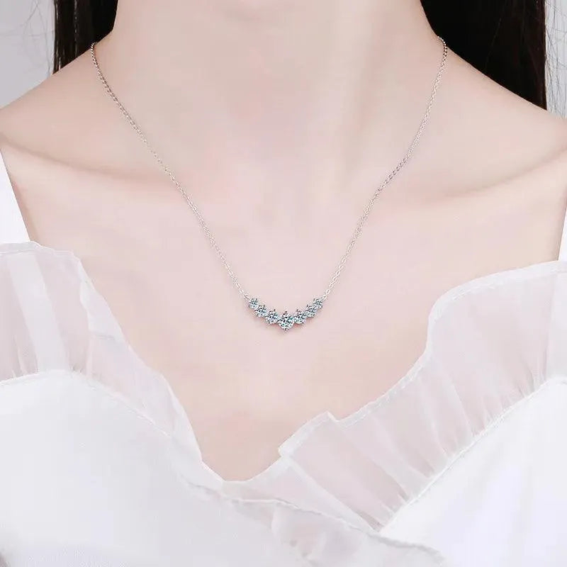 Stunning 925 Sterling Silver Moissanite Diamond Necklace for Women - White Gold Plated Pendant, Elegant Wedding & Evening Jewelry Gift