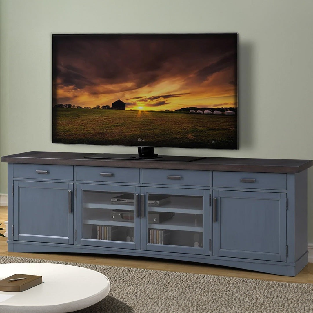 Modern Roots TV Stand with Storage - Rustic Wood Entertainment Center for Living Room - Perfect for TVs up to 65
