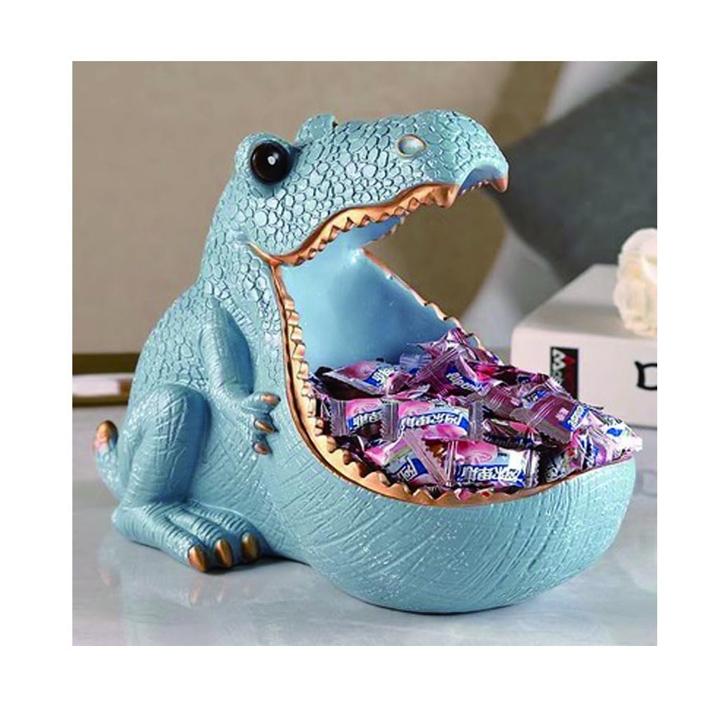 Resin Hippo Statue Key Holder - Big Mouth Storage Box for Keys, Jewelry, Coins & Wallet | Creative Home Decor Organizer with Candy Dish Tray | Perfect for Desktop, Entryway & Gift Giving (Green)
