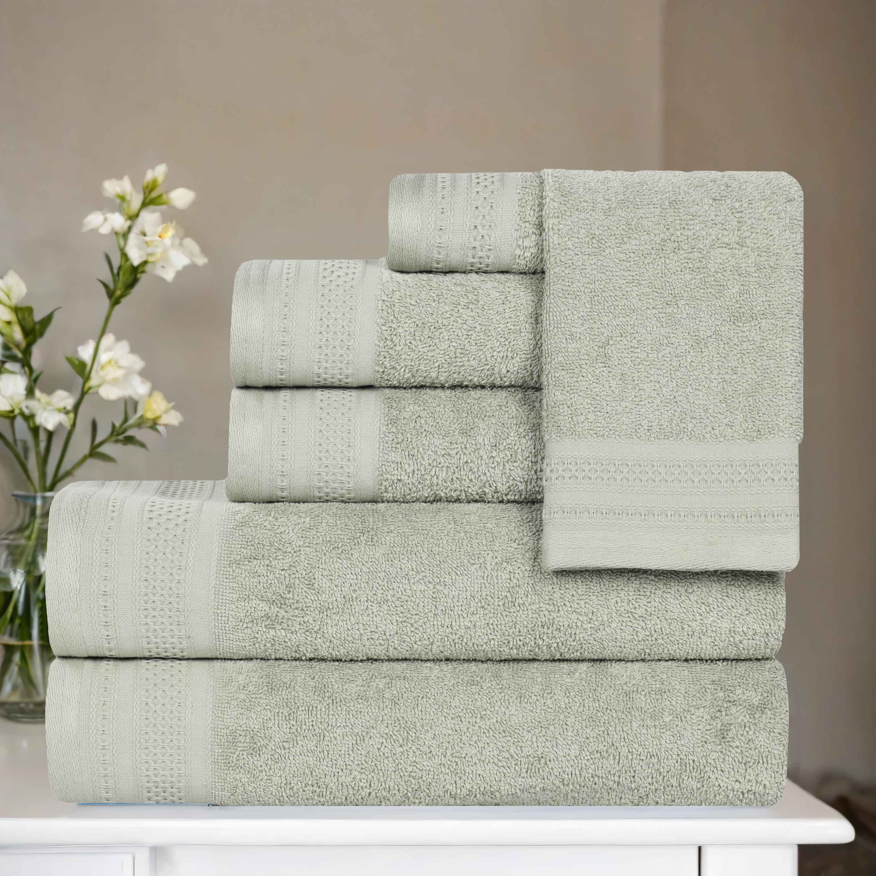Premium Honeycomb Waffle Weave 6-Piece Cotton Towel Set - Ultra Soft & Absorbent Bath Towels for Spa, Guest Bathroom & Luxury Home Decor