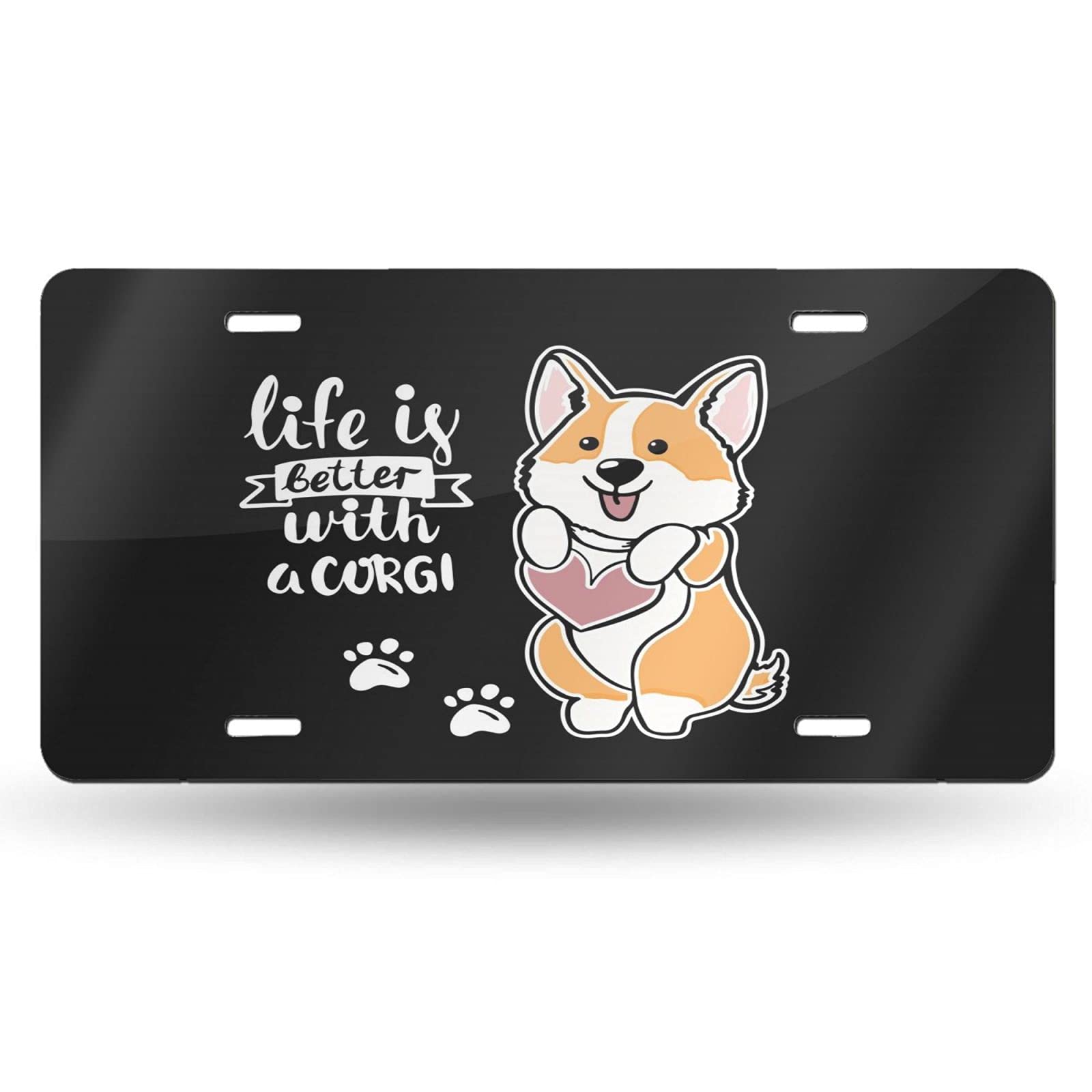 Premium Aluminum License Plate Cover - Corgi Dog Design for Cars, Durable 6x12 Inch Metal Car Tag for Women, Men, Girls & Boys - Perfect Vanity Gift for Dog Lovers | Great for Personalizing Vehicles, Road Trips & Unique Gifts