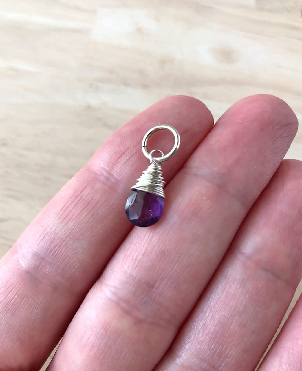Amethyst Charm for Necklace & Bracelet - February Birthstone 925 Sterling Silver Pendant - Elegant Birthday Gifts for Women, Girls, Wife - Perfect for Valentine's Day, Anniversary & Special Occasions