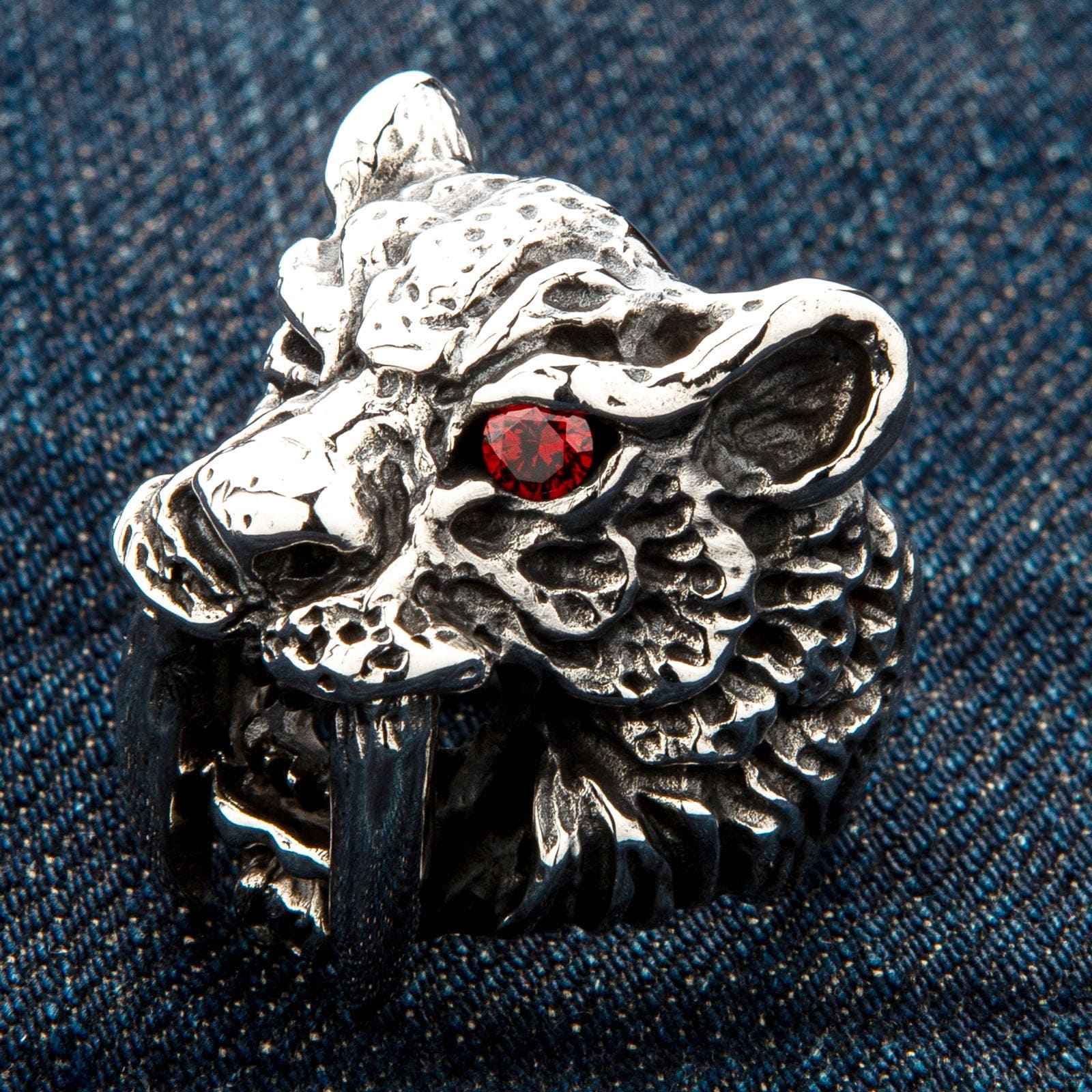 Men's Heavy Saber Tooth Tiger Head Sterling Silver Biker Ring - Gothic Punk Jewelry for Motorcycle Riders & Rock Fashion Enthusiasts | Perfect for Biker Gangs, Concerts & Alternative Style Outfits