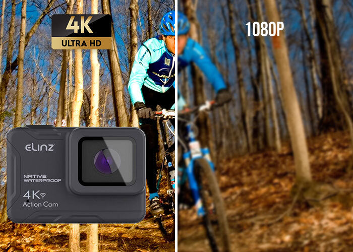 Elinz 4K HD Waterproof Sports Action Camera with WiFi, EIS Stabilization, Touch Screen & Remote Control - 32GB - Perfect for Surfing, Skiing, Cycling & Outdoor Adventures