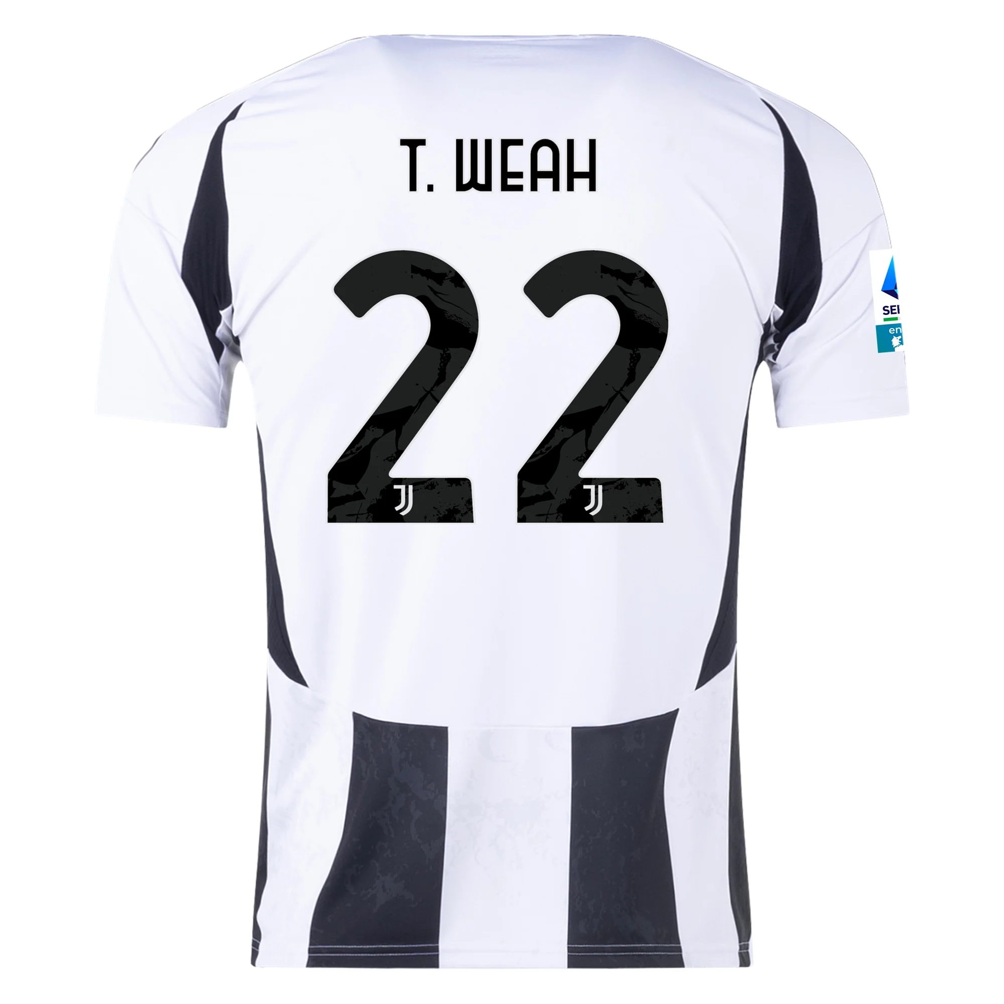 Adidas Juventus Timothy Weah Home Jersey 24/25 with Serie A Patch - White & Black Soccer Shirt for Men | Official Football Fan Gear for Games & Collection