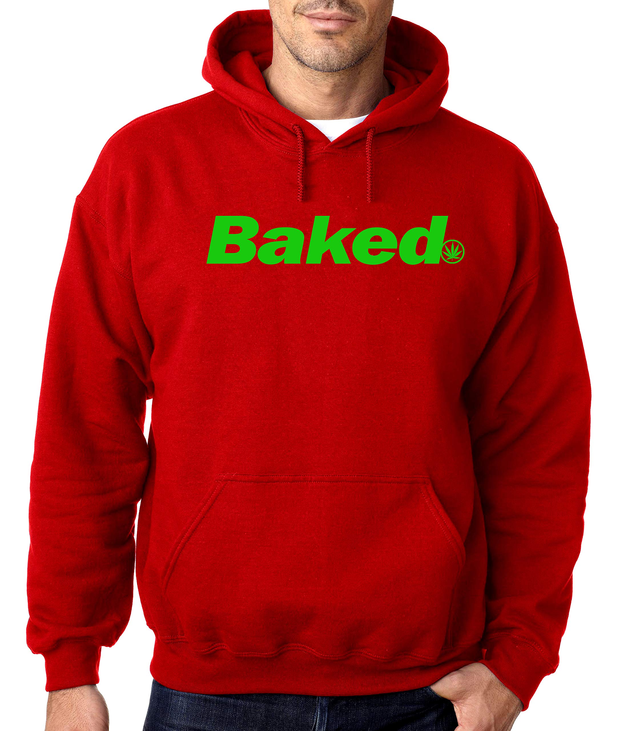 Men's Bold Baked Red Pullover Hoodie Sweater - Cozy Fleece Winter Hooded Sweatshirt for Casual Wear & Outdoor Activities