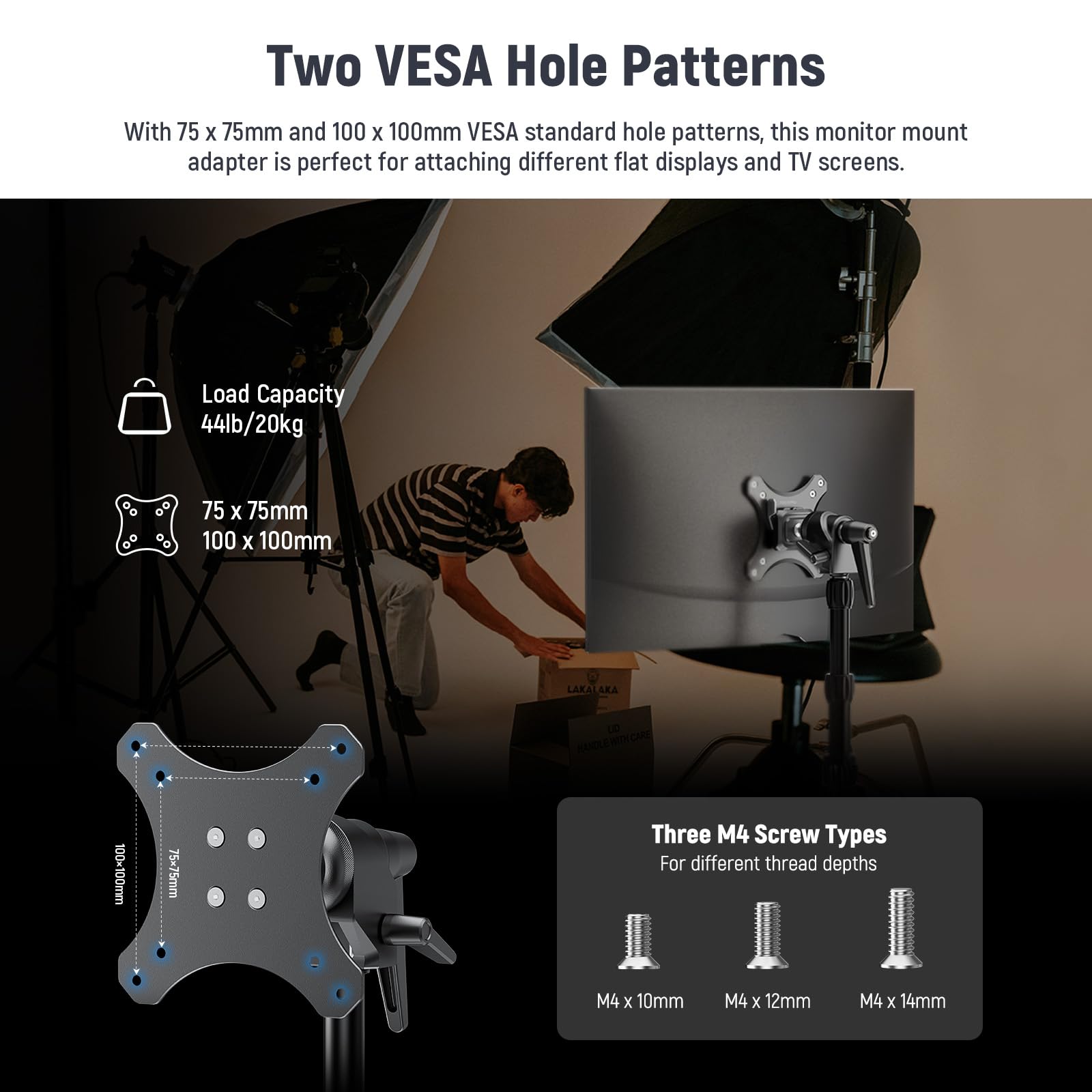 NEEWER VESA Monitor Mount Adapter with Arca Quick Release, 360° Rotatable Ball Head - M4 Screw & 5/8