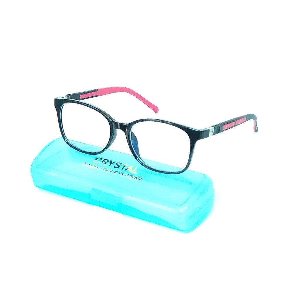 Stylish Square Black & Red Blue Light Blocking Glasses for Kids Ages 6-10 - Computer Gaming & Online Learning Protection