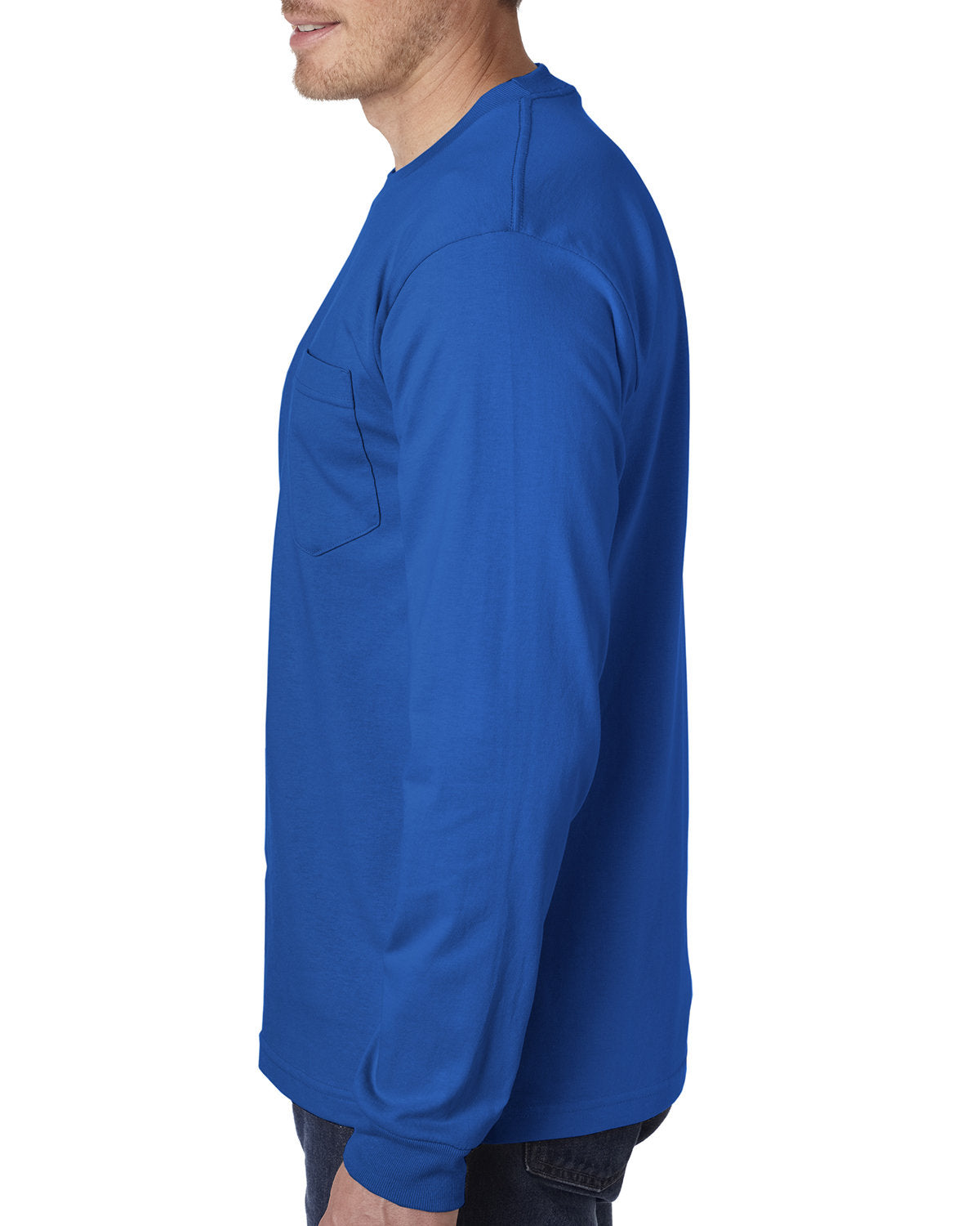 Bayside BA8100 Men's 6.1 oz 100% Cotton Long Sleeve Pocket T-Shirt - Comfortable Casual Workwear for Everyday Use & Outdoor Activities
