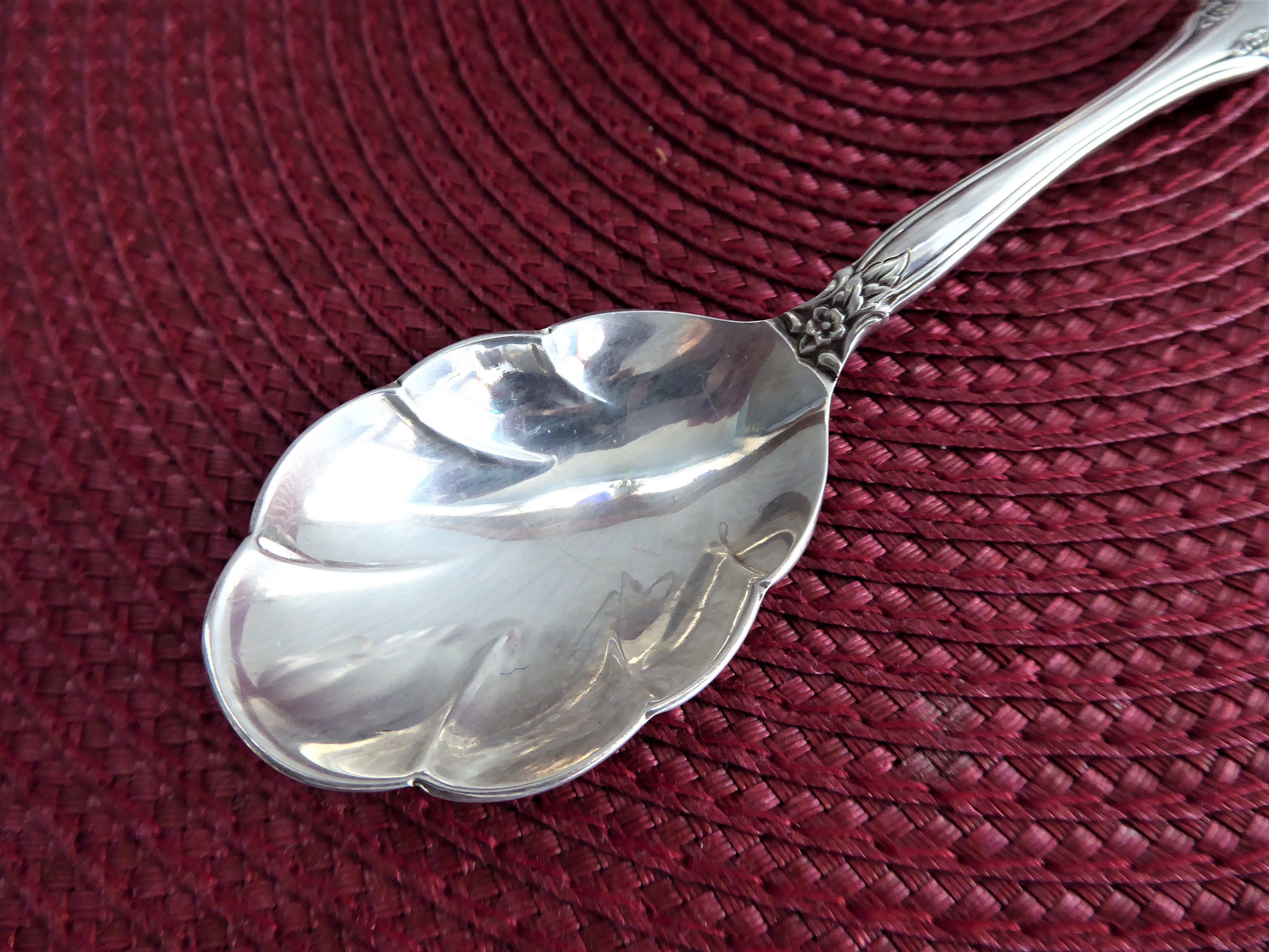 Vintage 1960s Orleans Silver Sugar Spoon with Elegant Floral Design - Antique Tea Spoon for Coffee, Dessert, and Afternoon Tea Parties