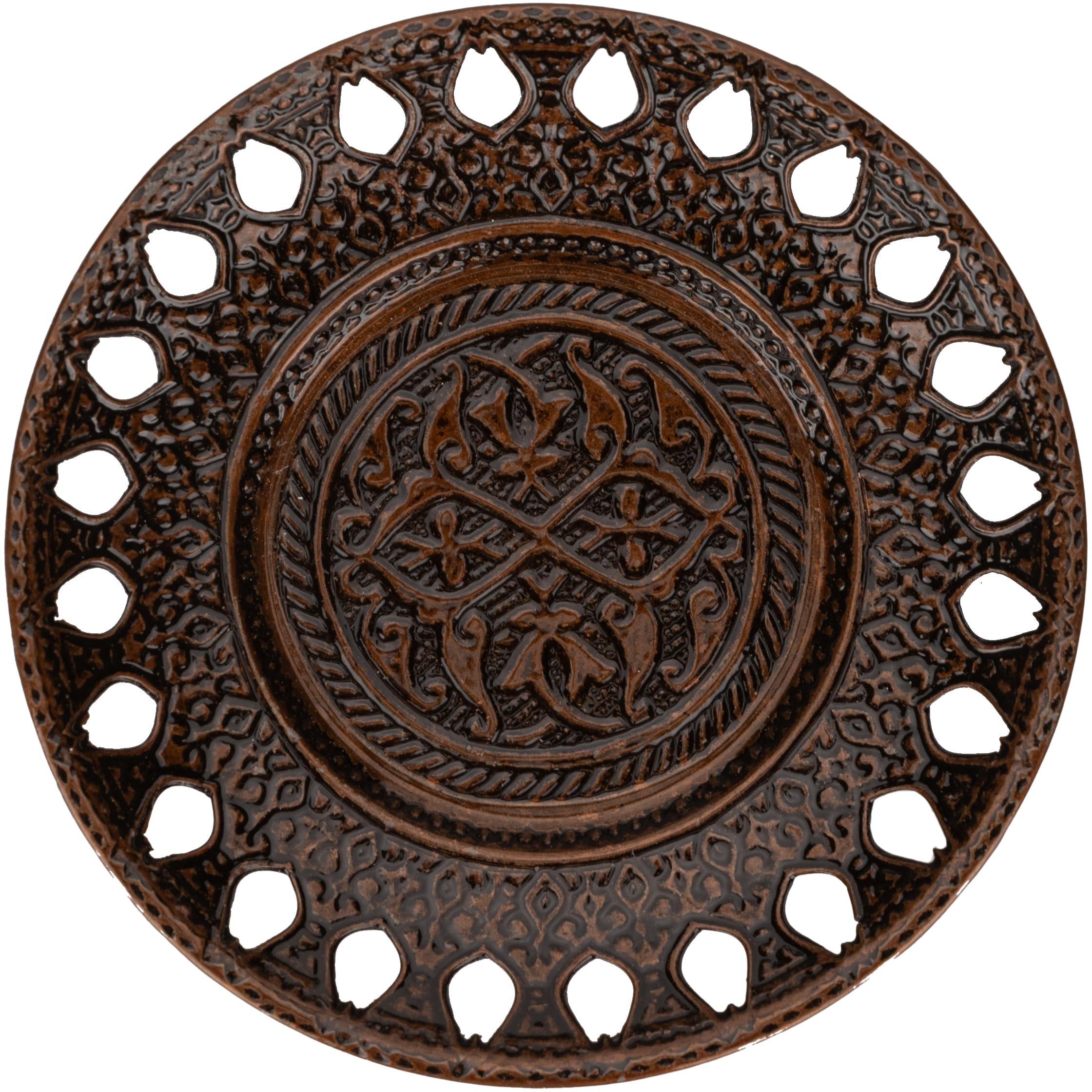Premium Ottoman Turkish Greek Arabic Espresso Coffee Cups with Saucer & Lid - 2-Piece Set, Hilal Design, Copper Finish - Perfect for Turkish Coffee, Home Decor & Gift Giving