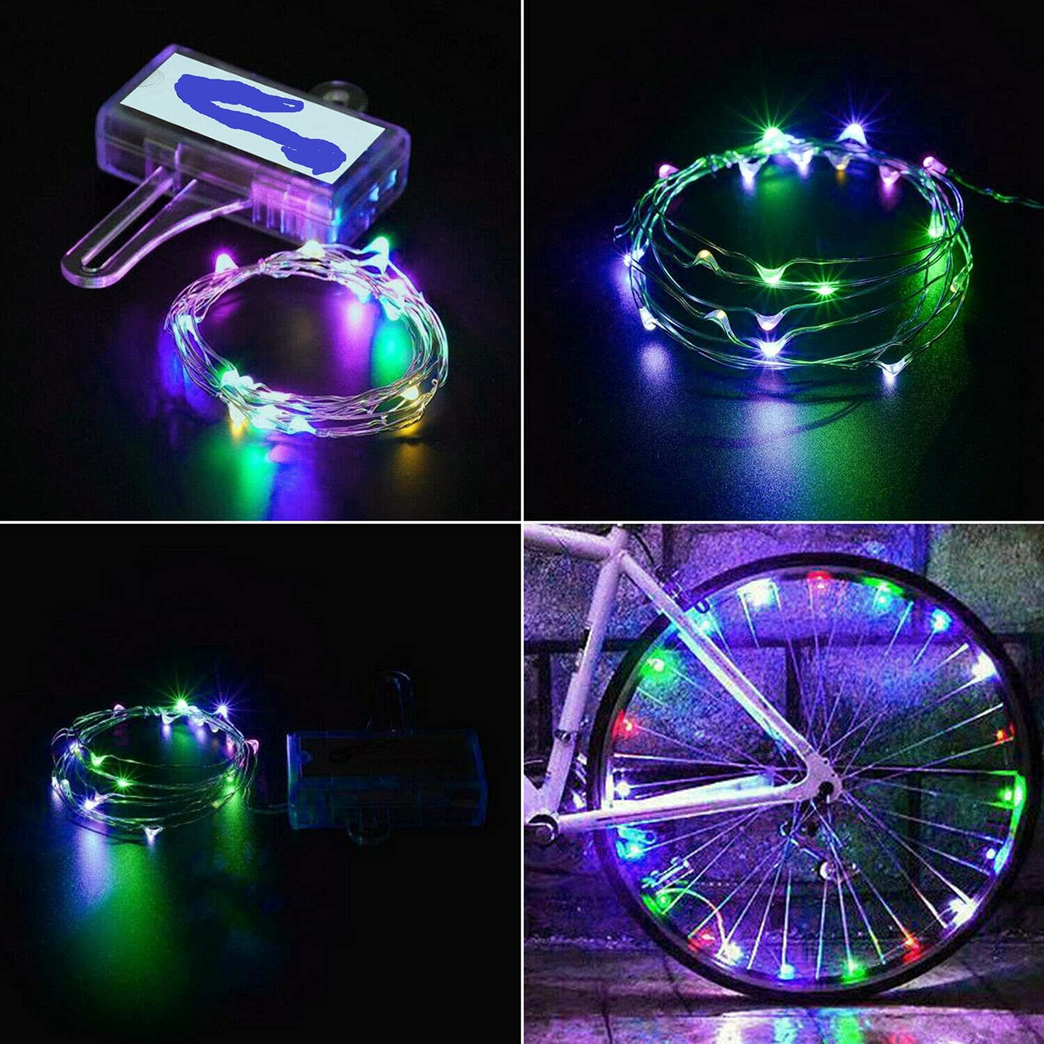 Depadmen LED Bicycle Wheel Lights - Waterproof Spoke Rim String Lights for Night Cycling Safety | Perfect for Commuting, Night Rides & Outdoor Adventures