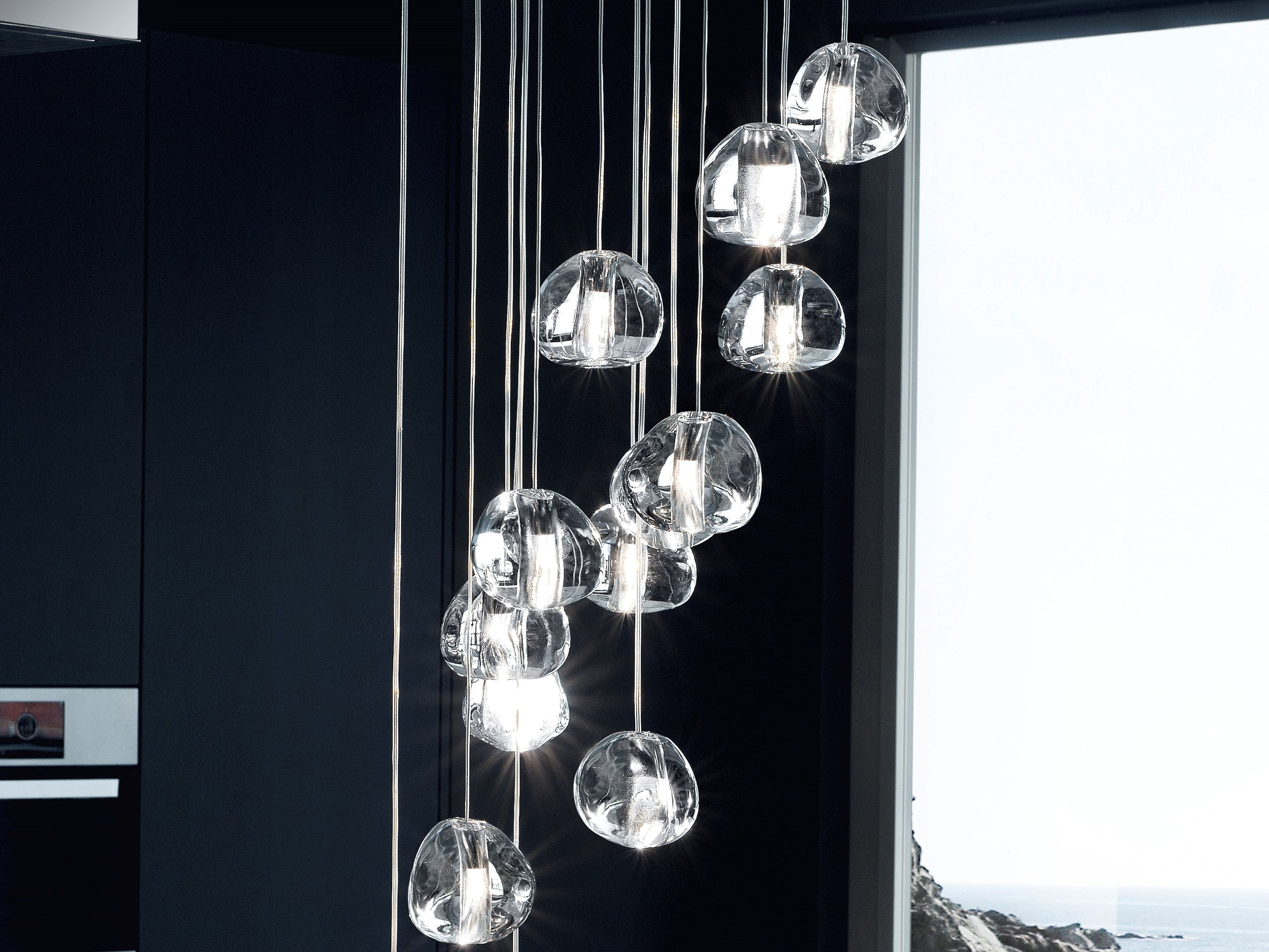 Elegant Crystal Pendant Light - Modern Chandelier for Dining Room, Bedroom & Living Room Decor - Dimmable LED Hanging Lamp for Home & Office Lighting