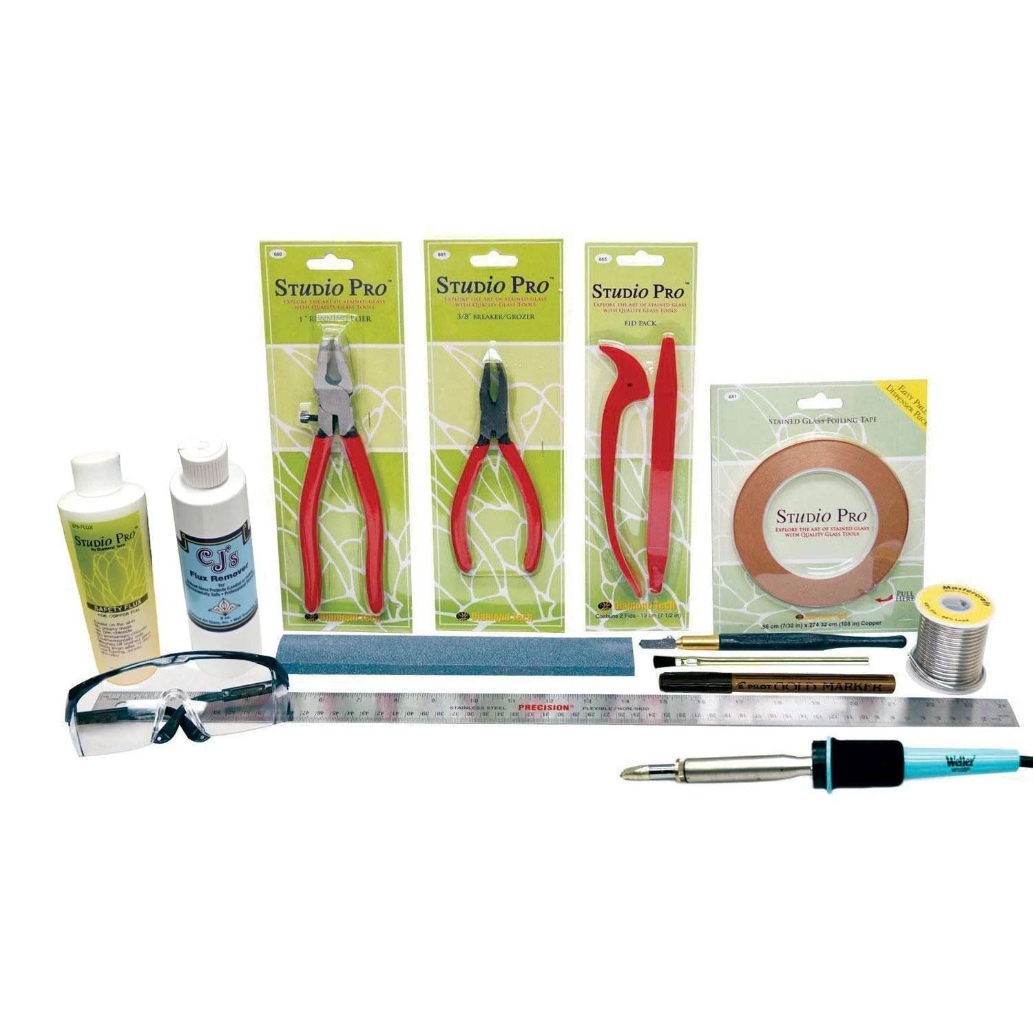 Deluxe Stained Glass Tool Kit with Soldering Iron & Glass Cutting Tools - Complete DIY Glass Art Supplies for Beginners & Professionals | Perfect for Mosaics, Windows & Home Decor Projects