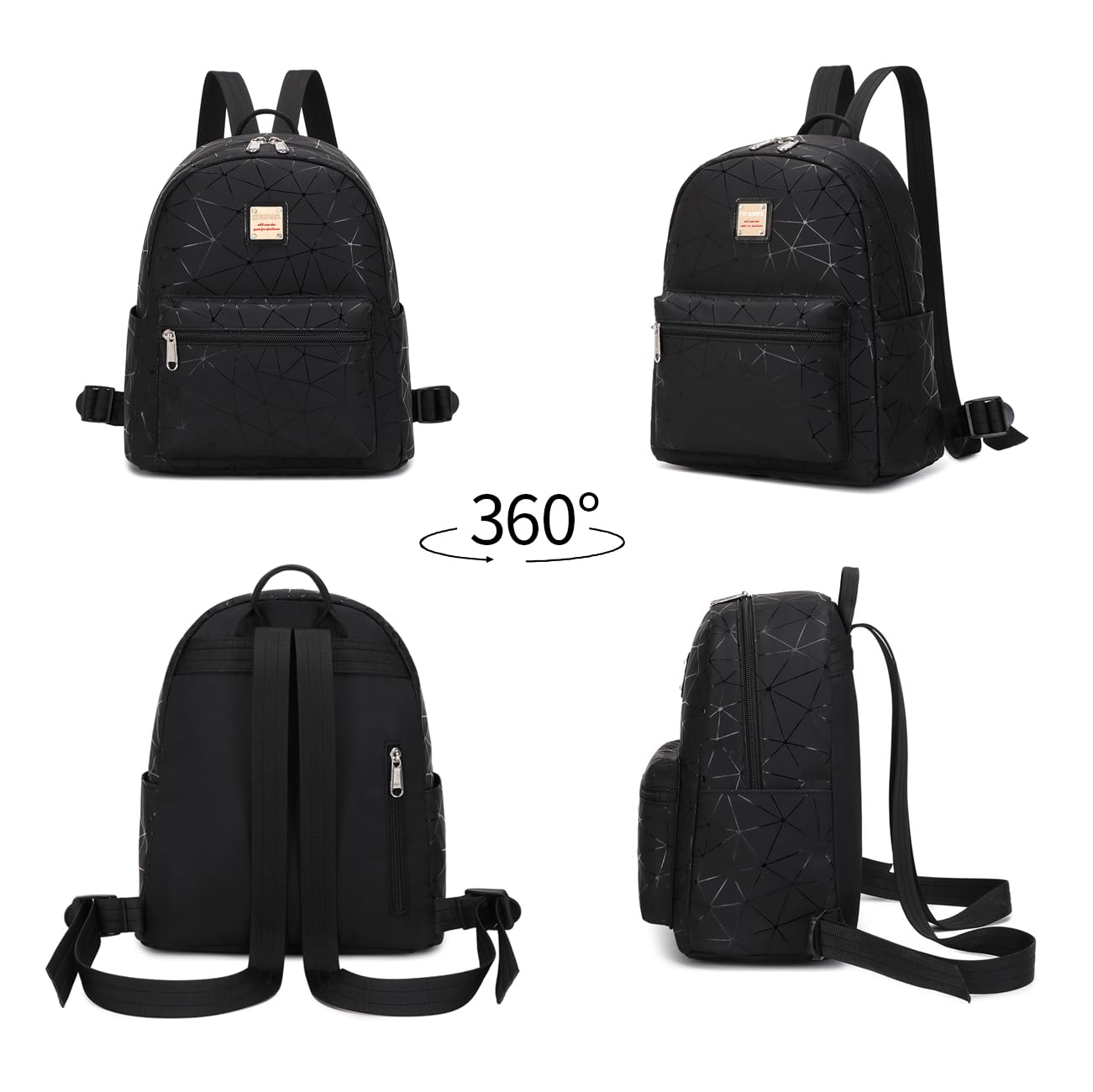 Stylish Black Mini Backpack for Women - 10L Synthetic Leather Small Purse Backpack with Multiple Pockets | Fashion Travel Shoulder Bag for Daily Use, Work, School & Outdoor Activities