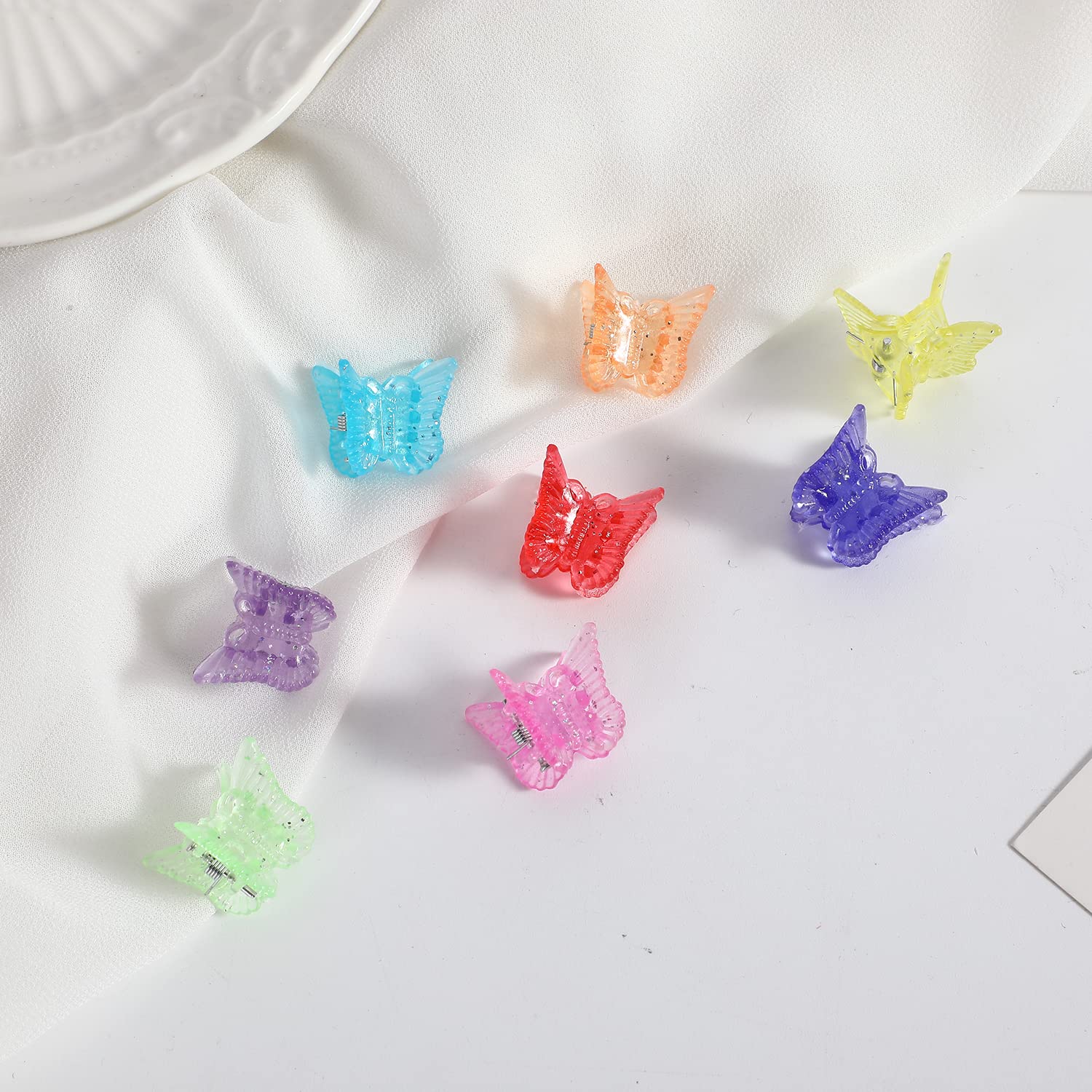 Mini Hair Claw Clips for Women - 48PCS Small Hair Clamps (0.59 Inch) - Transparent Butterfly Design - Perfect for Ponytails, Buns & Updos
