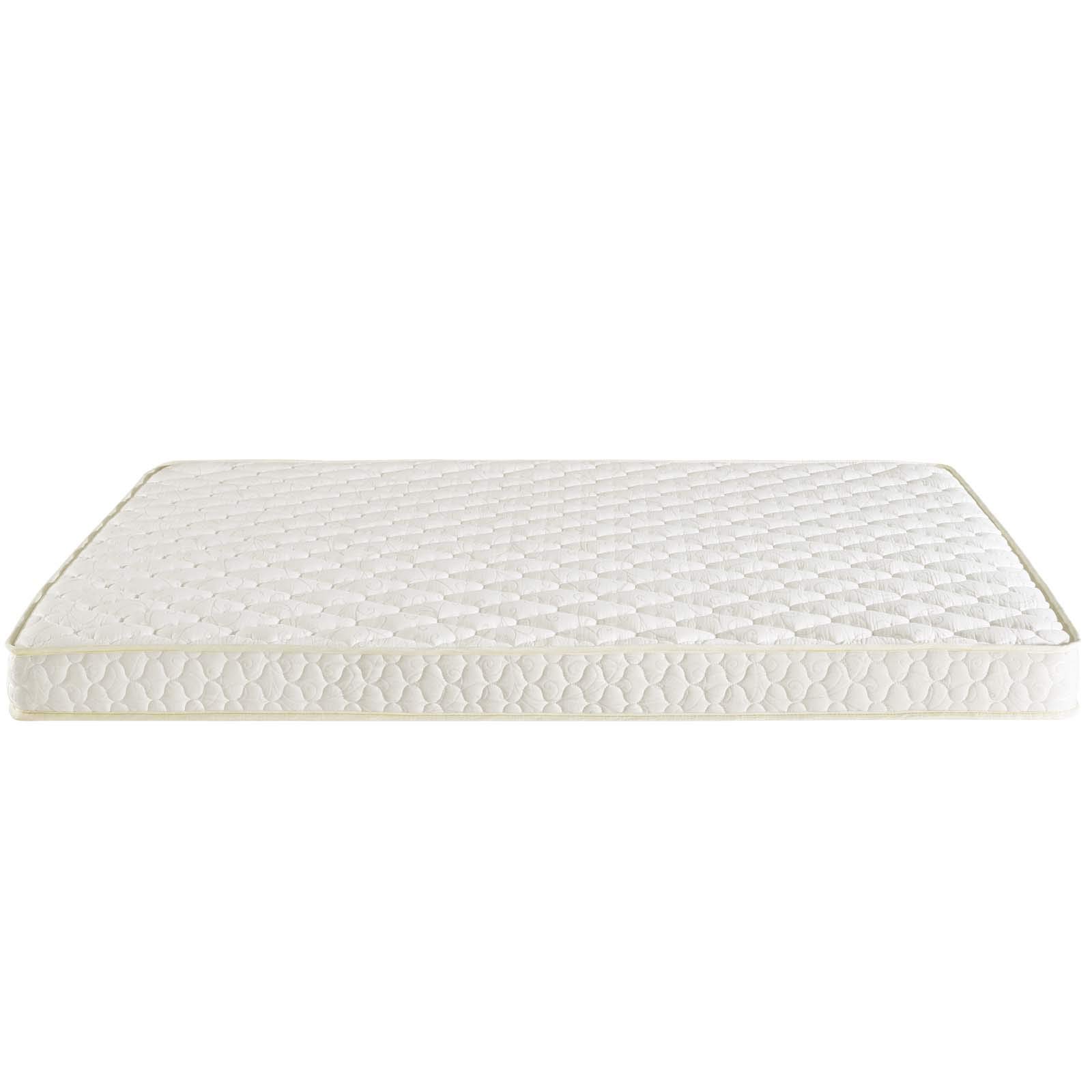 Modern Contemporary Urban Design Twin Size 6-inch Mattress - Breathable Fabric, White - Perfect for Small Bedrooms, Guest Rooms & Dorm Rooms