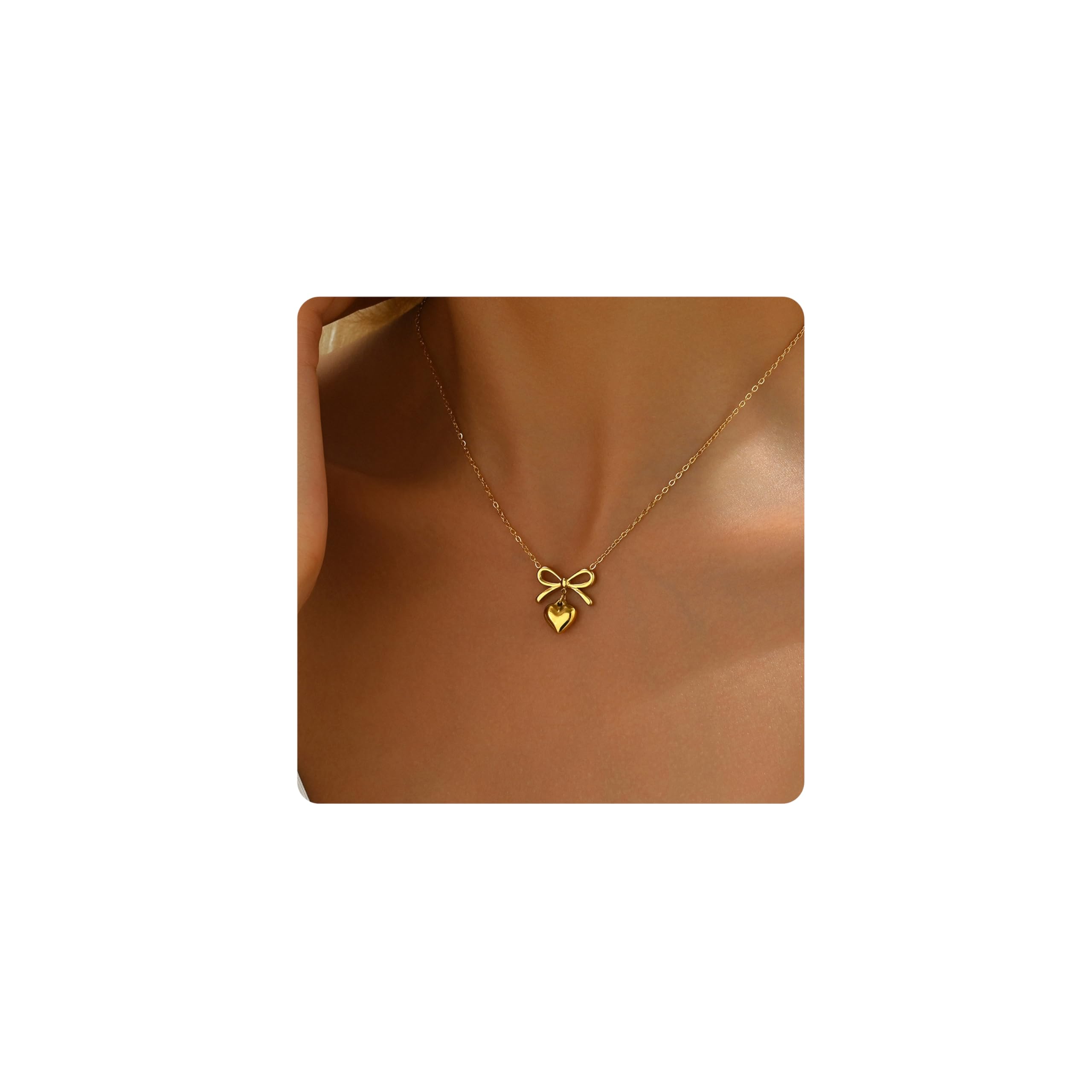 18K Gold Plated Bow Pearl Necklace for Women - Elegant Gift for Her