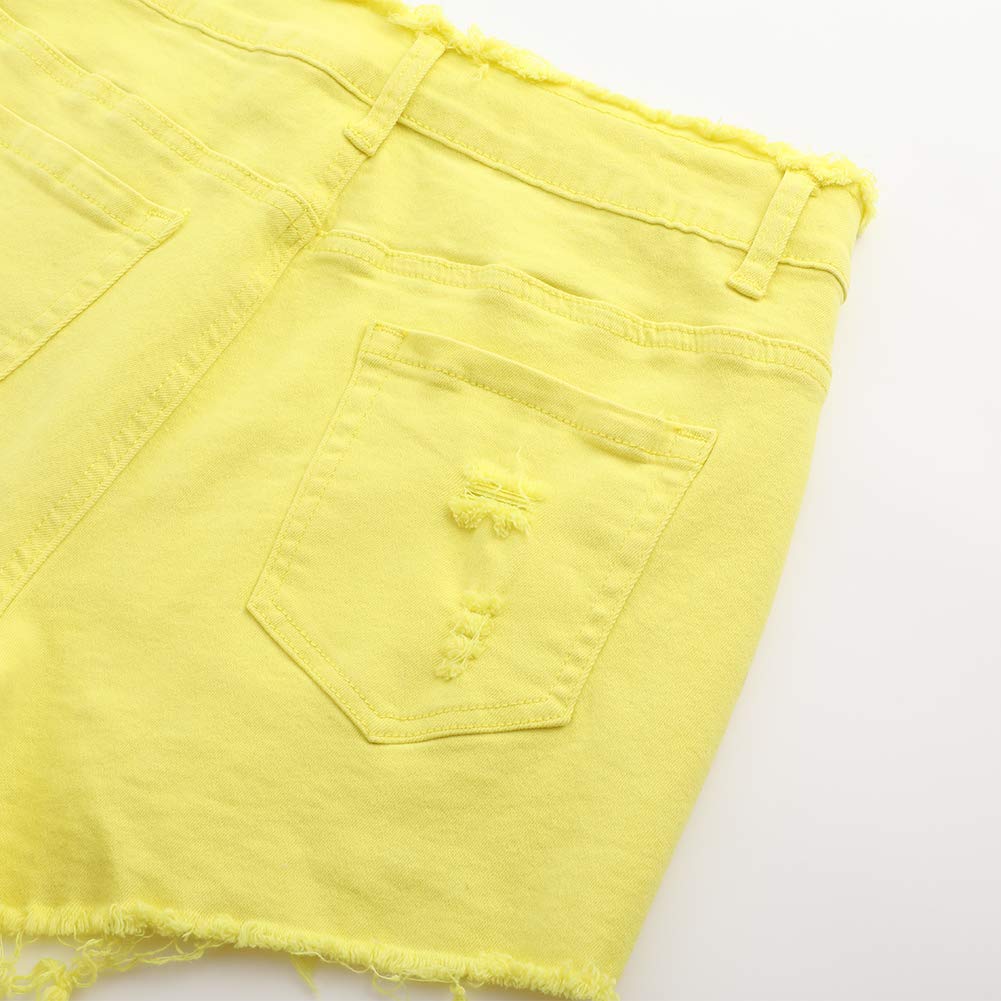 THUNDER STAR Women's Ripped Denim Shorts - Mid Rise Stretch Jean Shorts with Frayed Raw Hem | Perfect for Summer Outfits, Casual Wear & Beach Vacations
