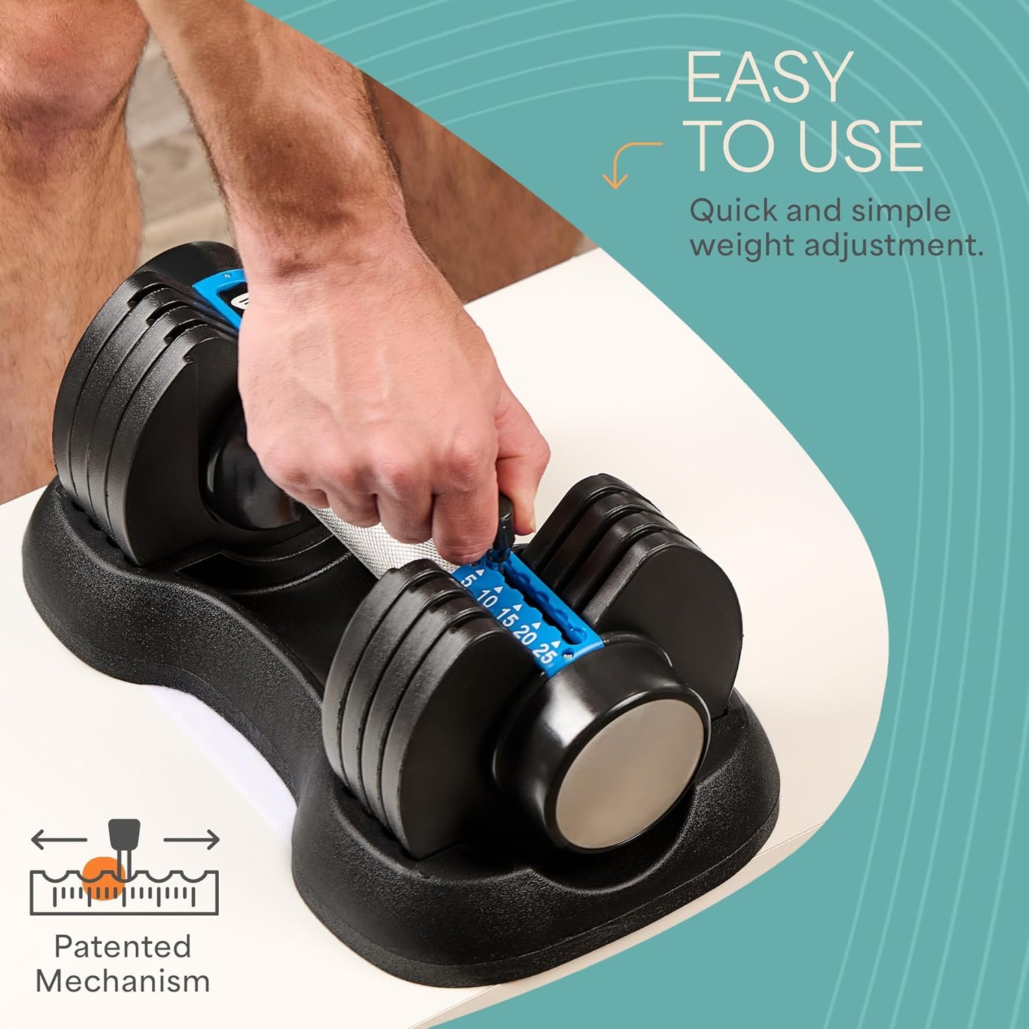 Lifepro Adjustable Dumbbells Set 15lb 25lb 43lb 55lb - Quick Adjust Home Gym Weights with Secure Grip & Storage Rack - Compact Dumbbell Set for Men & Women - Perfect for Strength Training, HIIT Workouts, and Home Fitness Routines