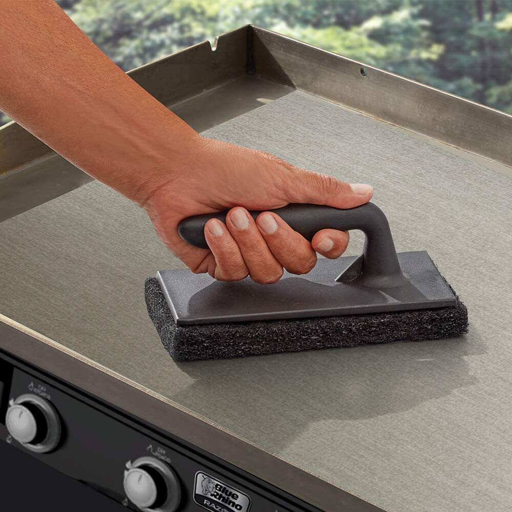 Commercial-Grade Griddle Scraper with Replaceable Blade & Grill Brush - Heavy Duty Flat Top Grill Cleaner for Restaurants, Diners & Home Kitchens | Perfect for Cast Iron, Stainless Steel Griddles & BBQ Maintenance