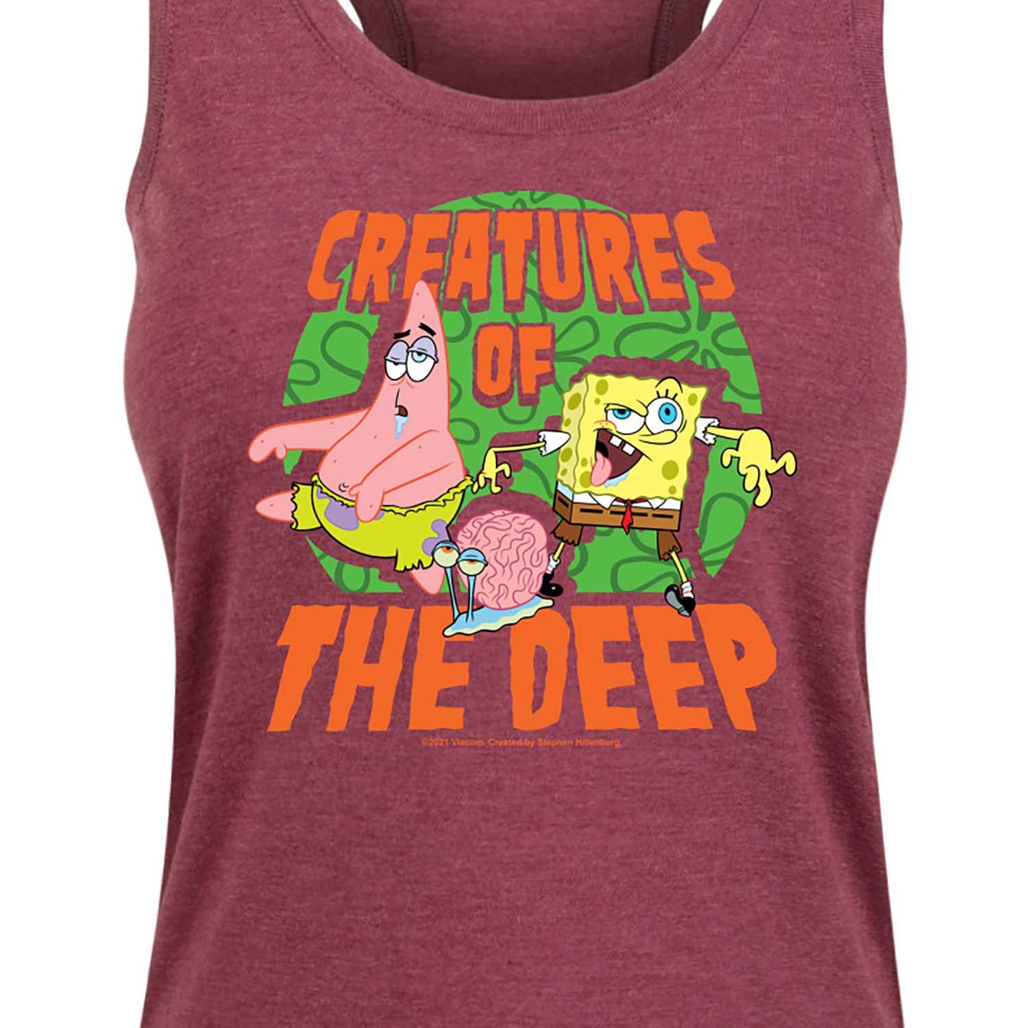 HYBRID APPAREL Spongebob Squarepants Women's Racerback Tank Top - Creatures of The Deep Graphic Tee | Casual Summer Wear, Beach Outfit, Cosplay Costume