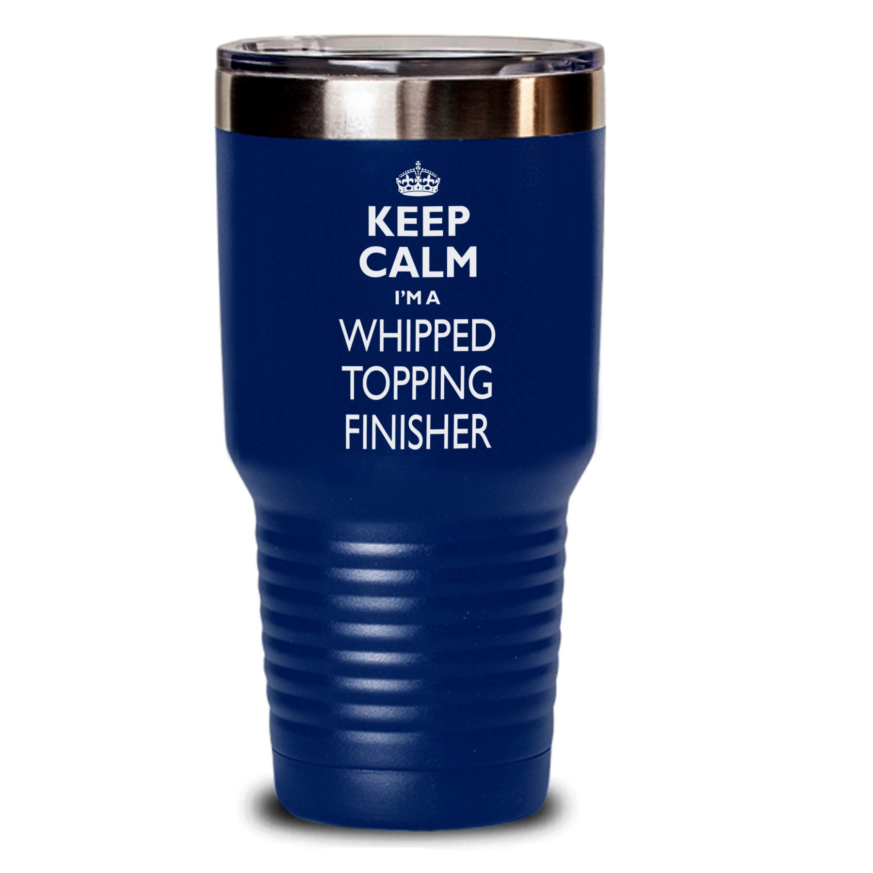 Stainless Steel Insulated 30oz Travel Mug - Whipped Topping Finisher Tumbler with Lid, Non-Spill Coffee & Tea Cup for Men & Women (Navy Blue) - Perfect for Office, Commuting, Camping & Outdoor Activities