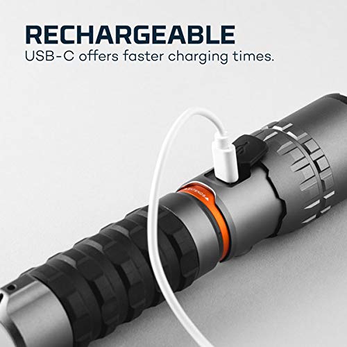 2 Pack NEBO Slyde King 2K 2000 Lumen Flashlight & 500 Lumen Worklight - Rechargeable High Power LED Flashlights WLT-1003 with EdisonBright 4 Port USB Charger Bundle for Camping, Emergency, Home & Outdoor Use