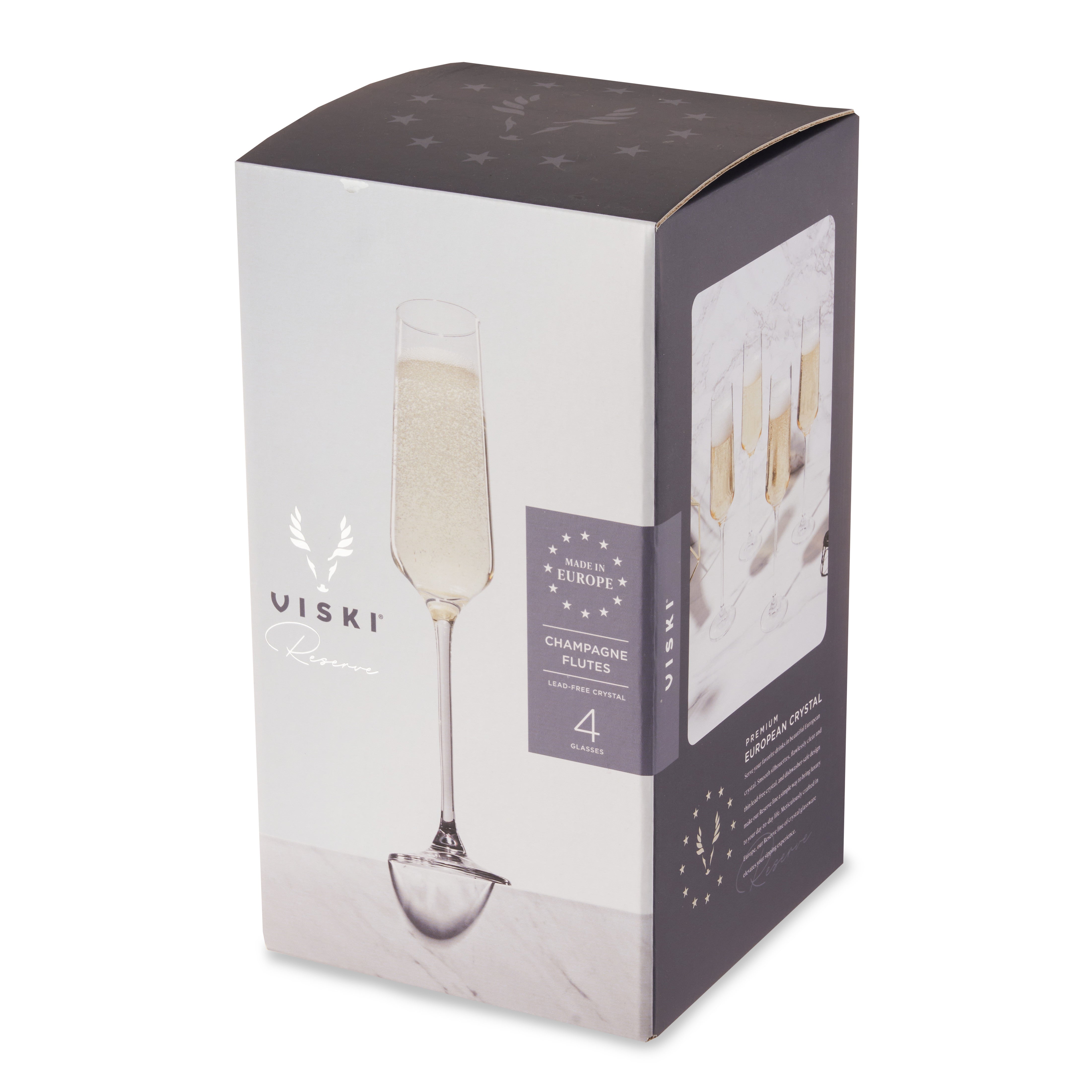 Premium Inez Crystal Champagne Flutes Set of 4 - Elegant Glassware for Weddings, Anniversaries & Special Celebrations