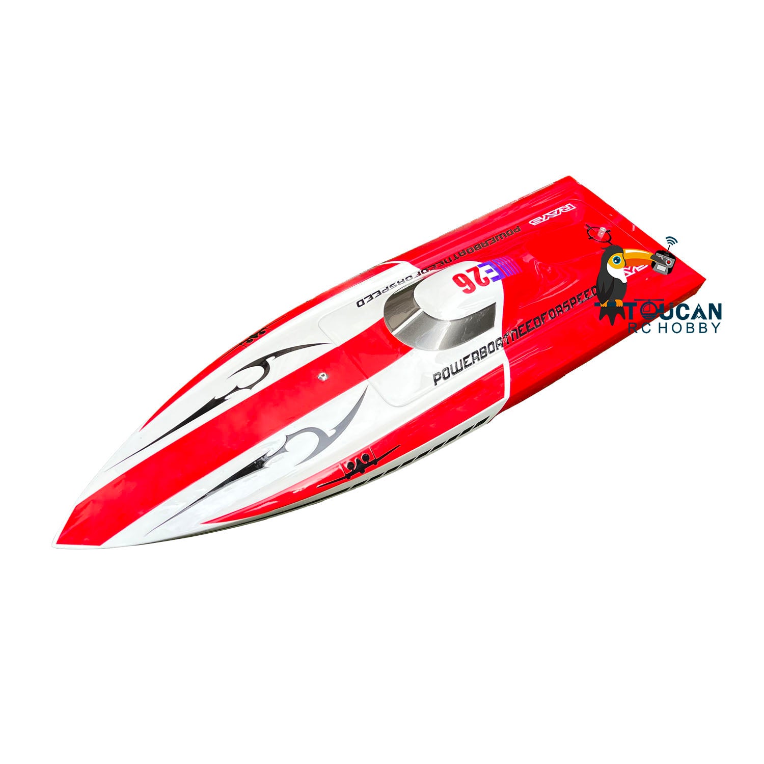 E26 Prepainted Fiberglass RC Boat Hull - 640x195x105mm Red & Yellow Electric Racing Kit for Advanced Players | DIY Model Boat Building, High-Speed Racing, Gift for Hobbyists