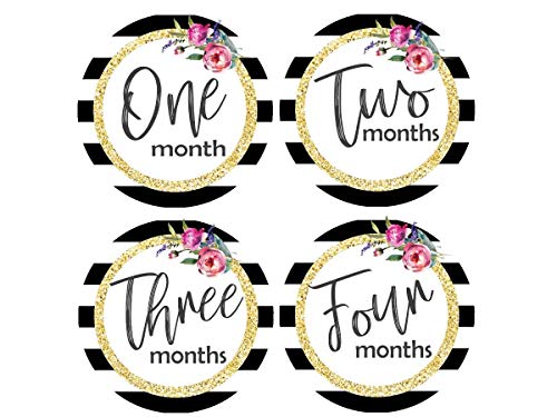 Baby Monthly Milestone Stickers - Floral Design for Girls | Track Growth & Celebrate Special Moments | Perfect for Photo Props, Scrapbooking & Nursery Decor
