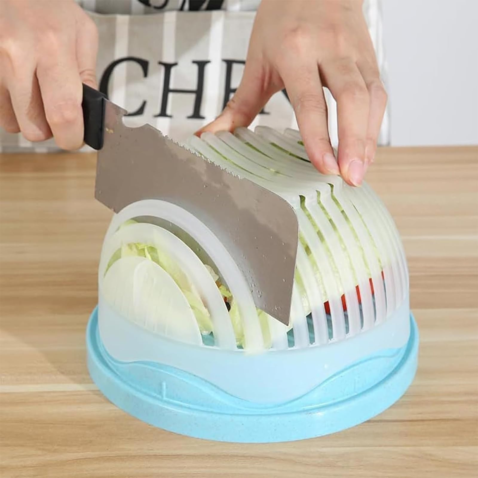 Premium 4-Piece Fruit and Vegetable Cutter Bowl Set with Lid - Multi-Functional Salad Chopper, Slicer & Dicer for Fresh Salads, Meal Prep & Healthy Snacking - BPA-Free Kitchen Gadget for Easy Food Preparation