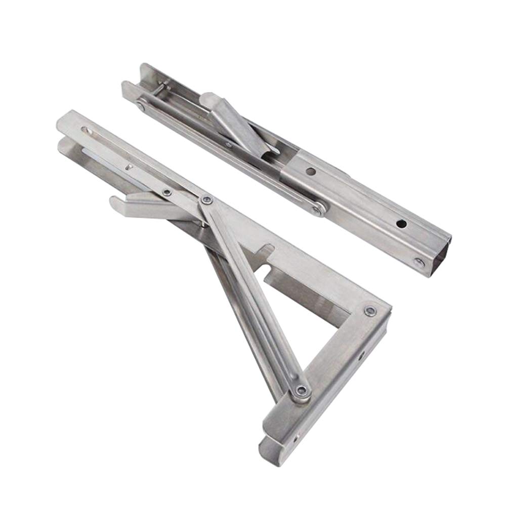 Heavy Duty Stainless Steel Folding Bracket - Adjustable 8-14 Inch Triangle Shelf Bracket for Wall Mounting, Kitchen Shelves, Bookcases & DIY Projects | Foldable, Sturdy Support Frame for Home Organization