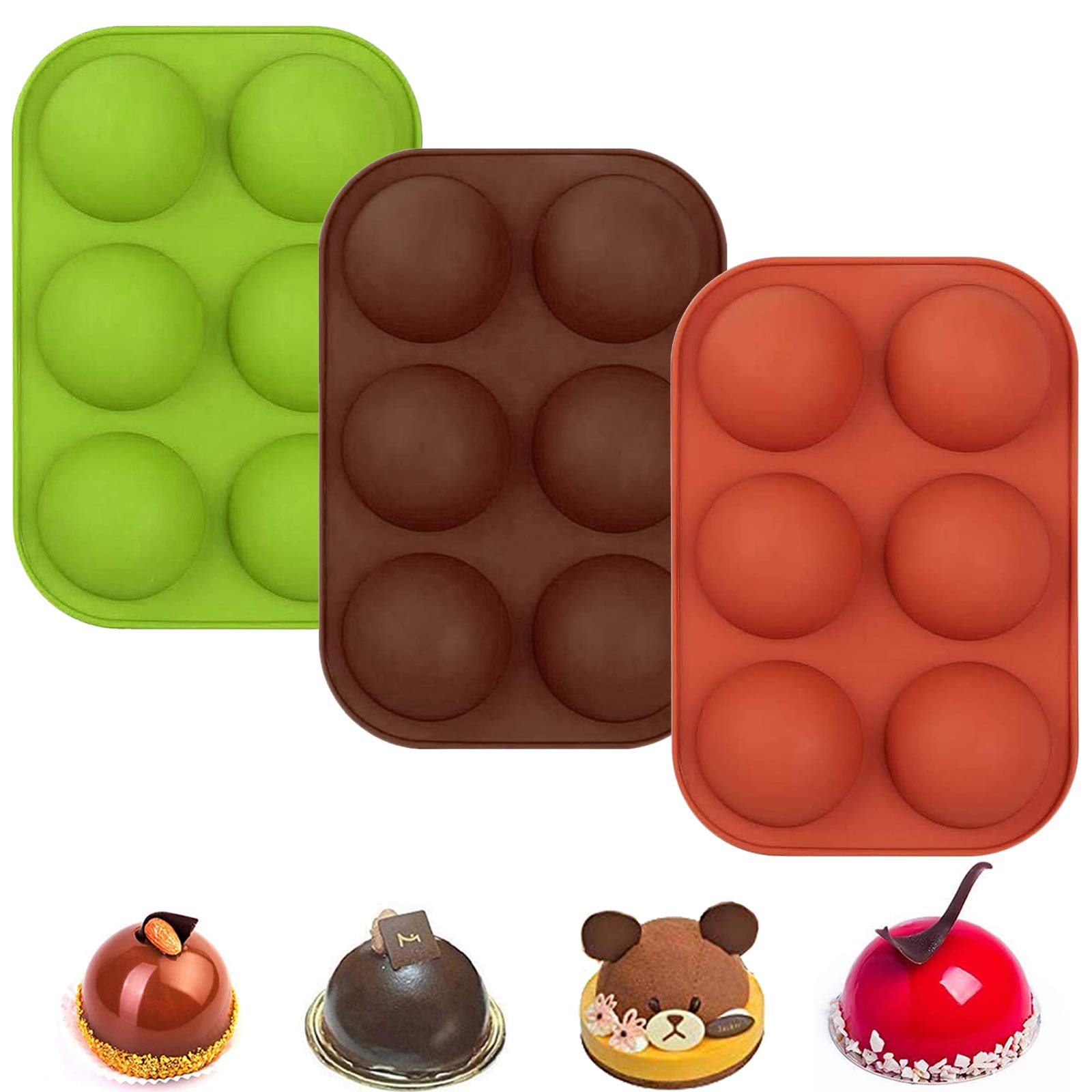 Premium Silicone Cocoa Bomb Mold Set - 6 Holes Half Dome Chocolate Molds for Hot Chocolate Bombs (3-Pack) | Perfect for DIY Chocolate Making, Holiday Gifts & Hot Cocoa Treats