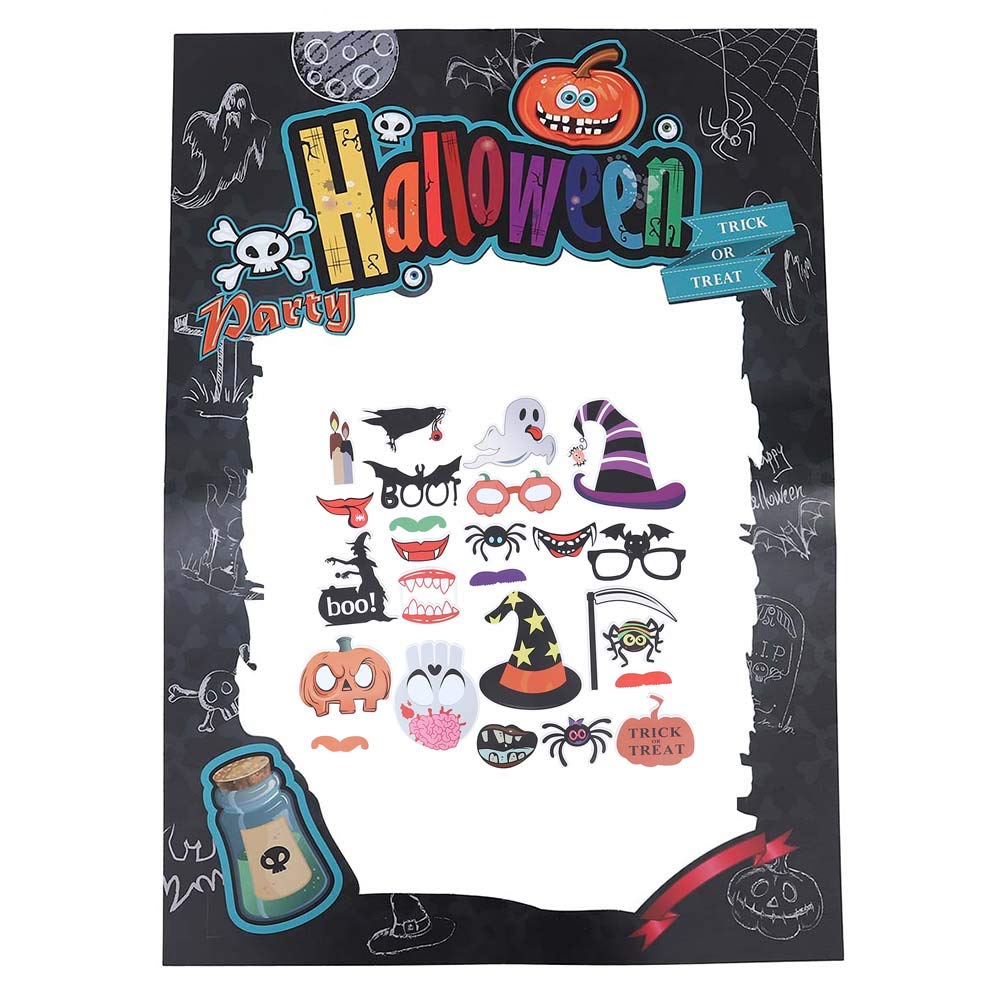 26 Pcs Halloween Photo Booth Props Set - Funny Selfie Accessories, Spooky Ghost Festival Decor & Unique Photography Backdrops for Halloween Parties, Home Decorations & Social Media Content Creation