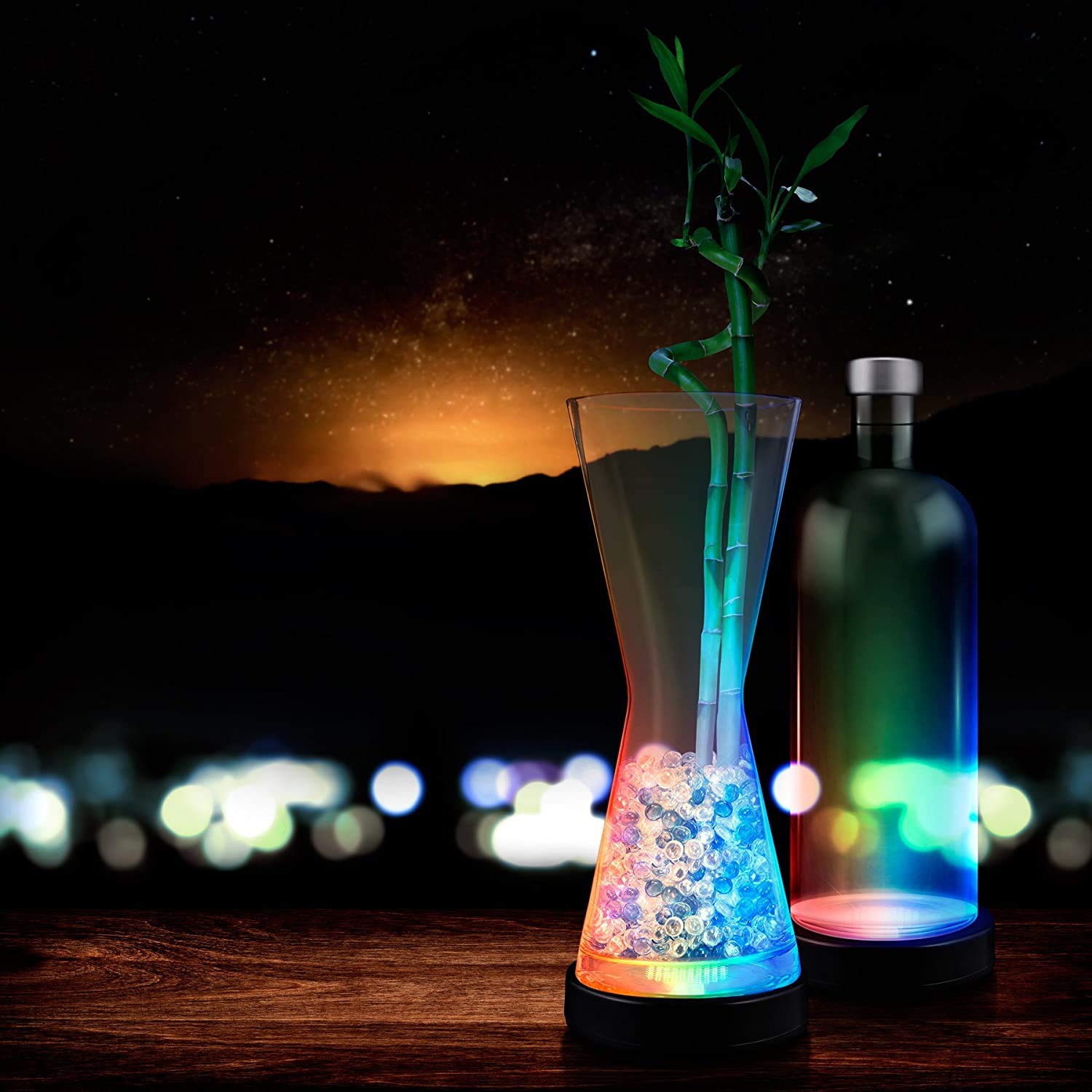 LAFEINA USB Rechargeable LED Drink Coasters - Glowing Cup Holders for Beer, Wine & Beverages - Party, Wedding & Bar Accessories - Black (1 Pack) - Perfect for Home Entertaining & Nightclubs