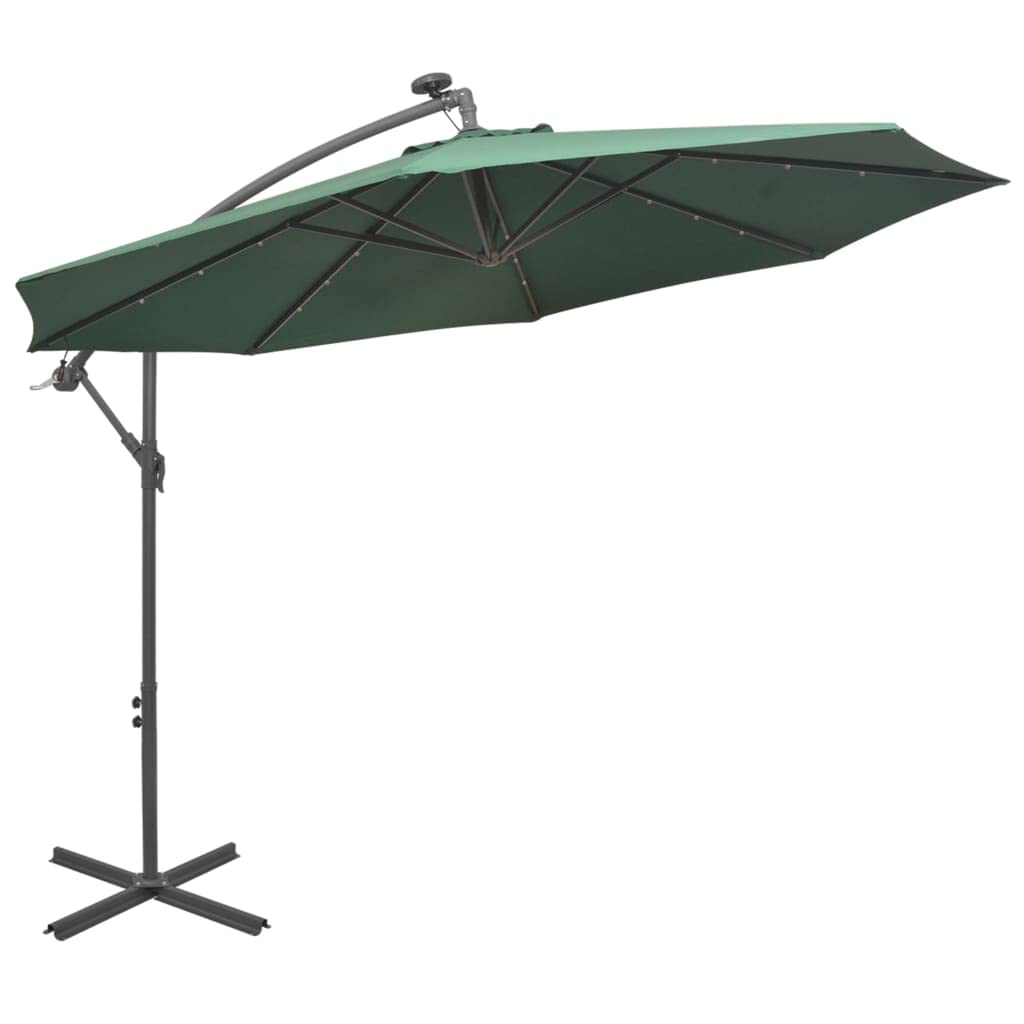 LED Hanging Patio Umbrella with Metal Pole - 118.1