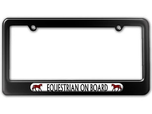 Equestrian Horse License Plate Frame - Glossy Black Car Tag Holder for Horse Lovers - Perfect for Trucks, SUVs & Trailers - Show Your Passion for Horses on the Road