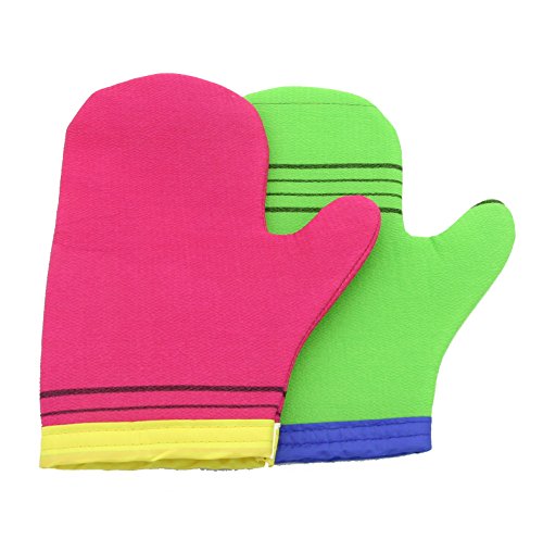 Korean Exfoliating Gloves for Face & Body - Green & Red Loofah Mitts for Shower & Bath - Deep Cleansing & Skin Renewal - Perfect for Spa, Home Use & Travel