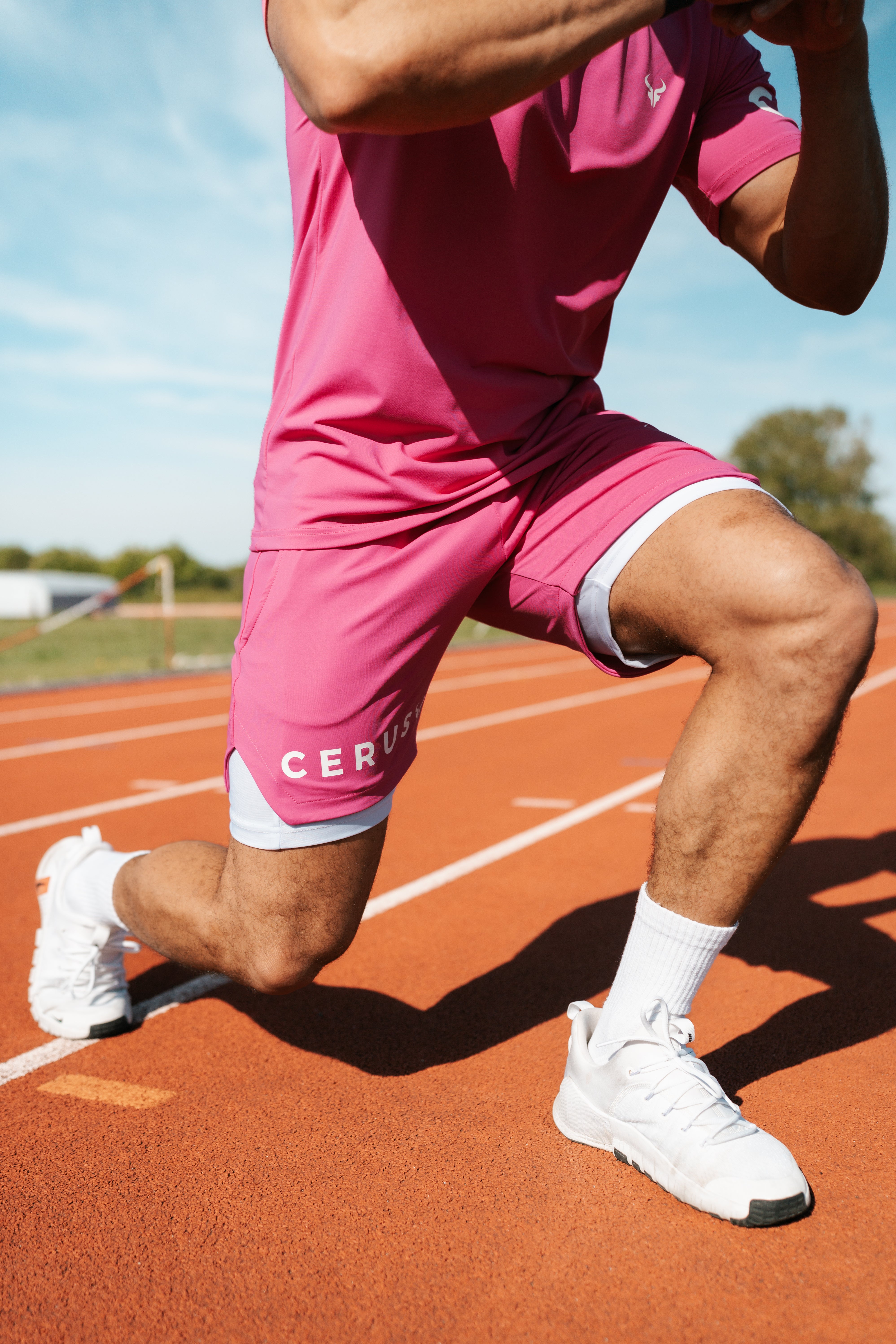 Cerus Magenta Apex 2-in-1 Running Shorts for Men - Lightweight Athletic Workout Shorts with Built-in Liner - Perfect for Gym, Jogging & Outdoor Sports