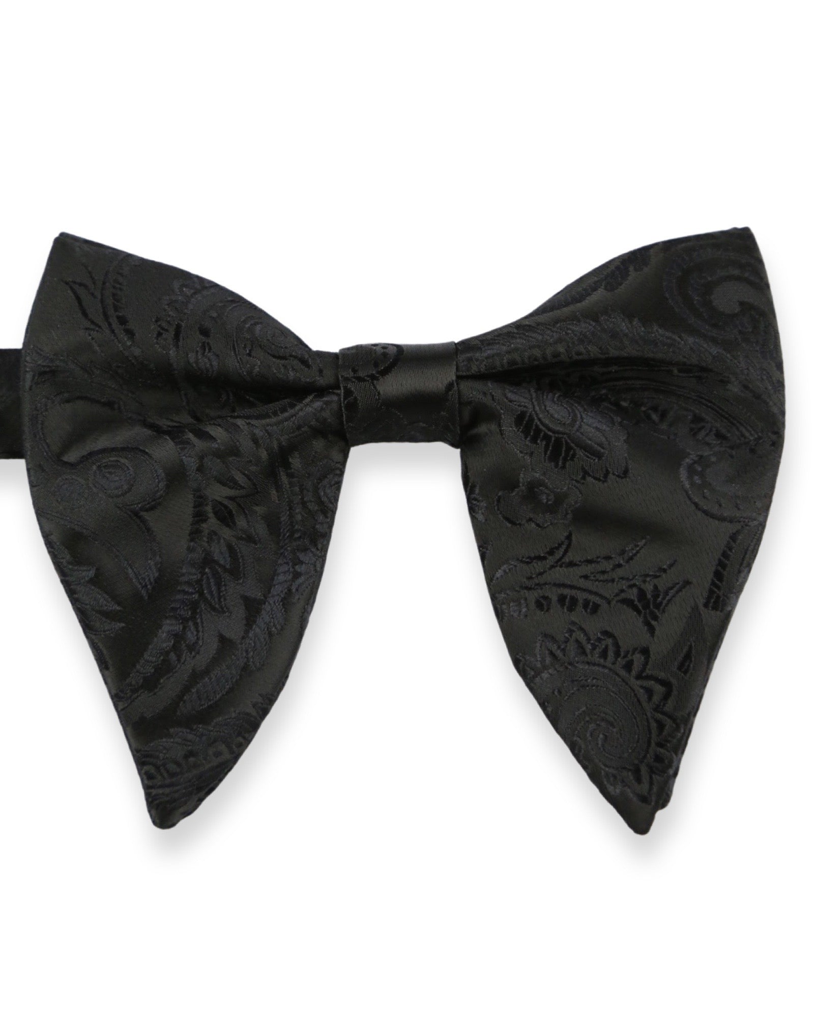JA Floppy 10cm Paisley Bow Tie for Men - Stylish Black Silk Necktie for Weddings, Prom & Formal Events