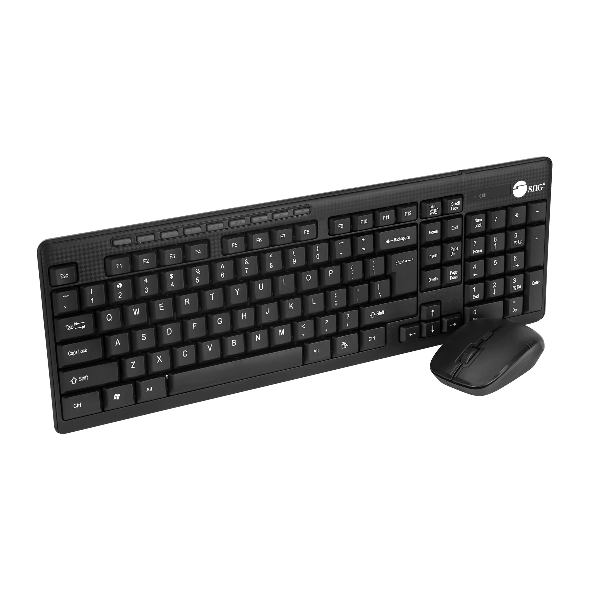 SIIG JK-WR0T12-S1 Wireless Keyboard and Mouse Combo - 102 Key Standard Size Keyboard with 3-Button Optical Mouse (Black) - Perfect for Office, Home & Gaming Use