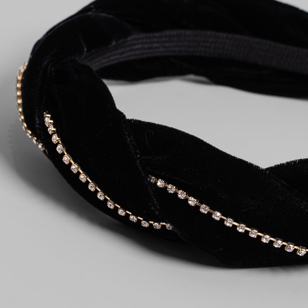 Handmade Crystal Velvet Twist Headband for Women - Elegant Hair Accessories for Parties, Weddings & Special Occasions