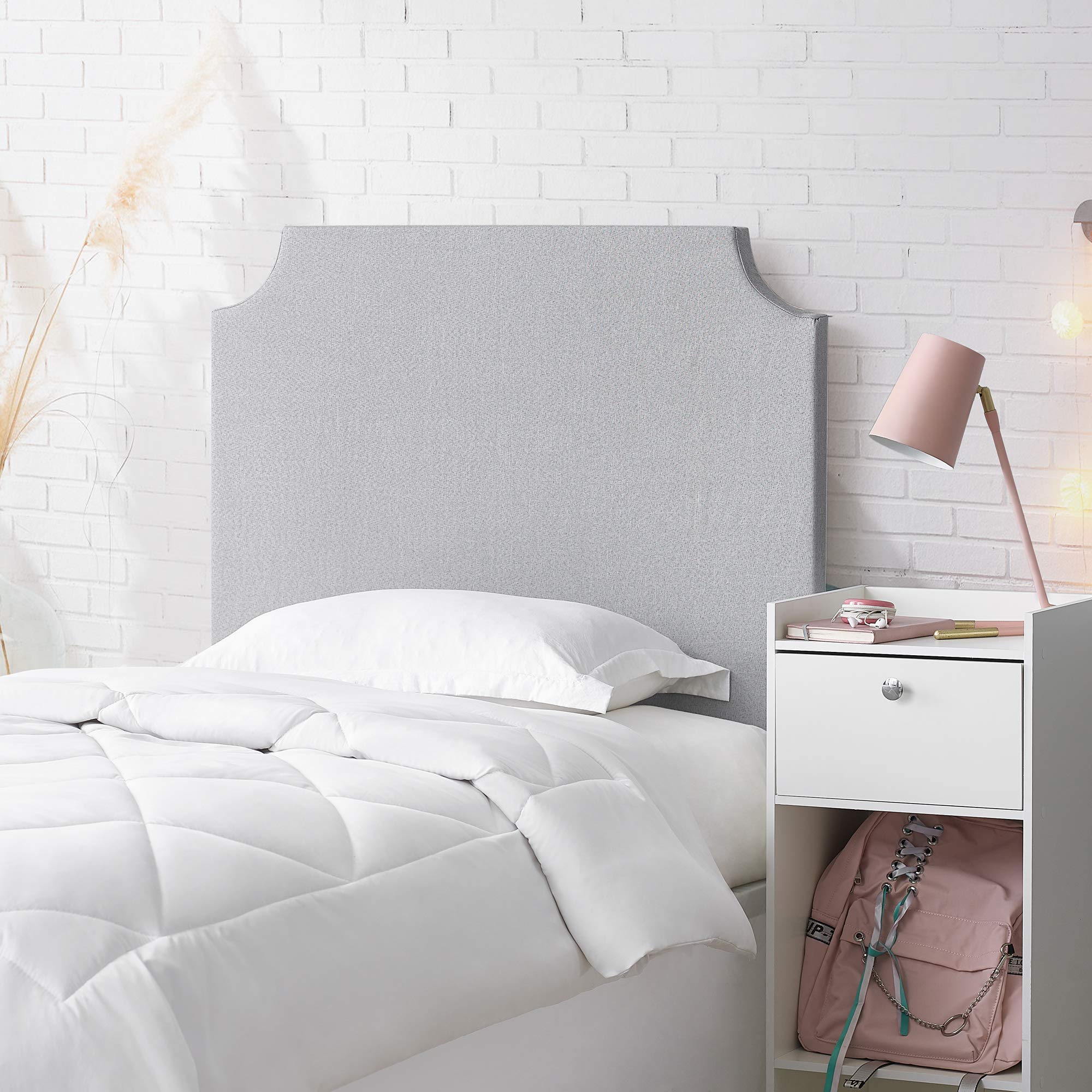 DormCo DIY Headboard for College Dorm Beds - Light Gray Upholstered Headboard - Easy Installation for Small Spaces & Studio Apartments