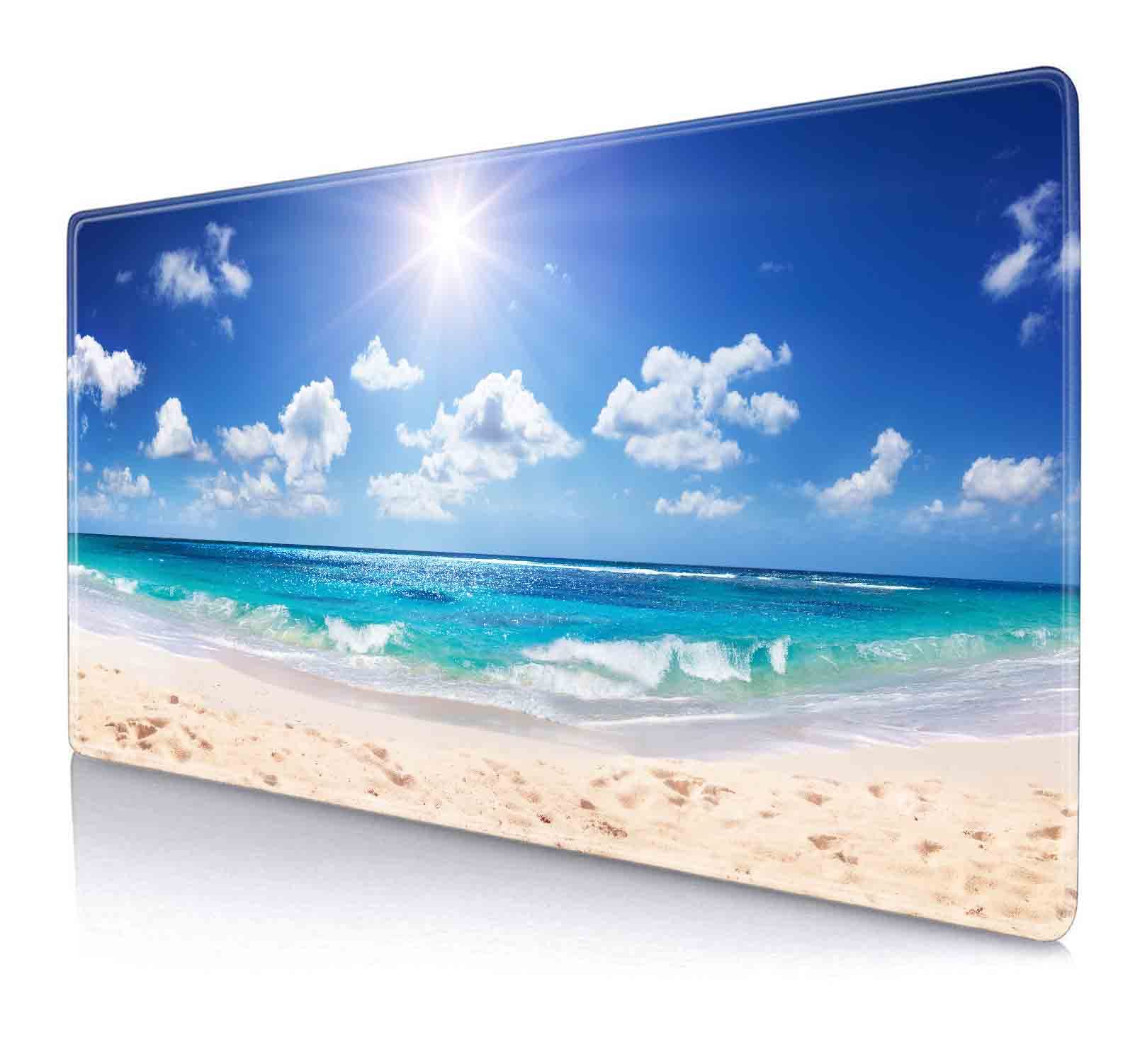 Blue Glitter Sun Beach XXL Mouse Pad - Non-Slip Rubber Base Large Gaming Mouse Mat for Full Desk Coverage | Perfect for Office, Home & Gaming Setup