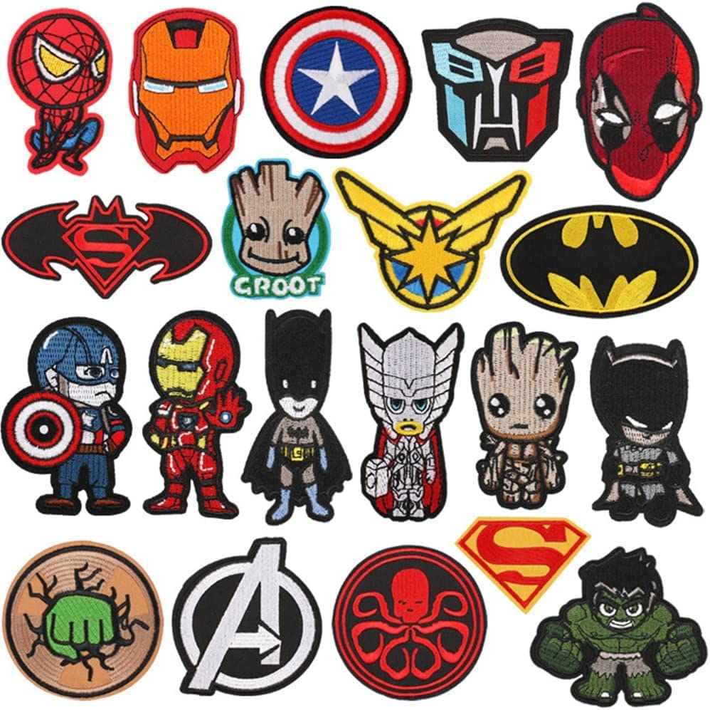 20PCS Superhero Embroidered Iron On/Sew On Patches for Clothes, Jackets, Hats & Backpacks - DIY Fabric Repair & Customization for Kids & Adults - Perfect for Cosplay, Costume Parties & Superhero Fans