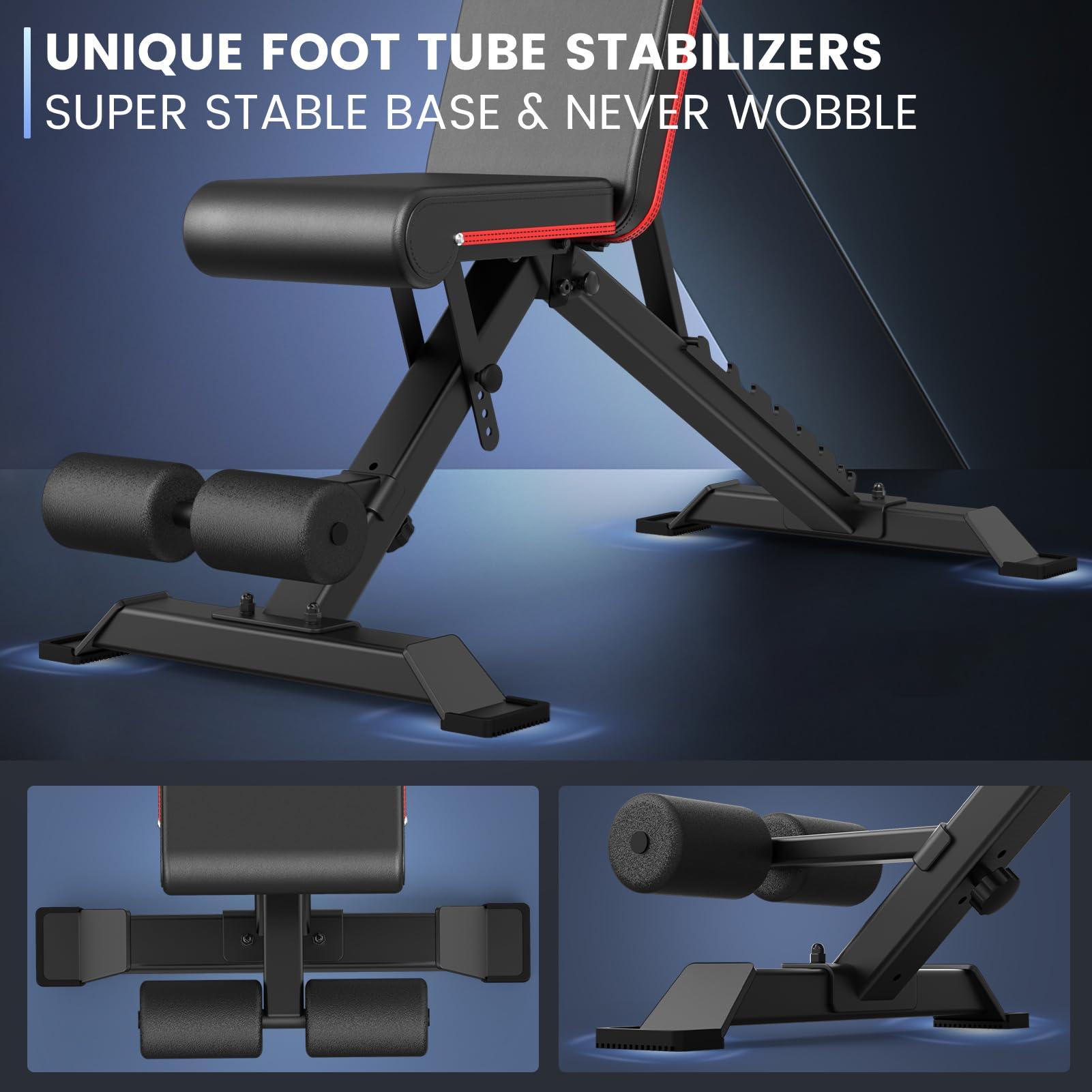 PASYOU Adjustable Weight Bench for Full Body Workout - Foldable Multi-Purpose Home Gym Equipment with Incline & Decline Settings - Perfect for Strength Training, Cardio, and Home Fitness Routines
